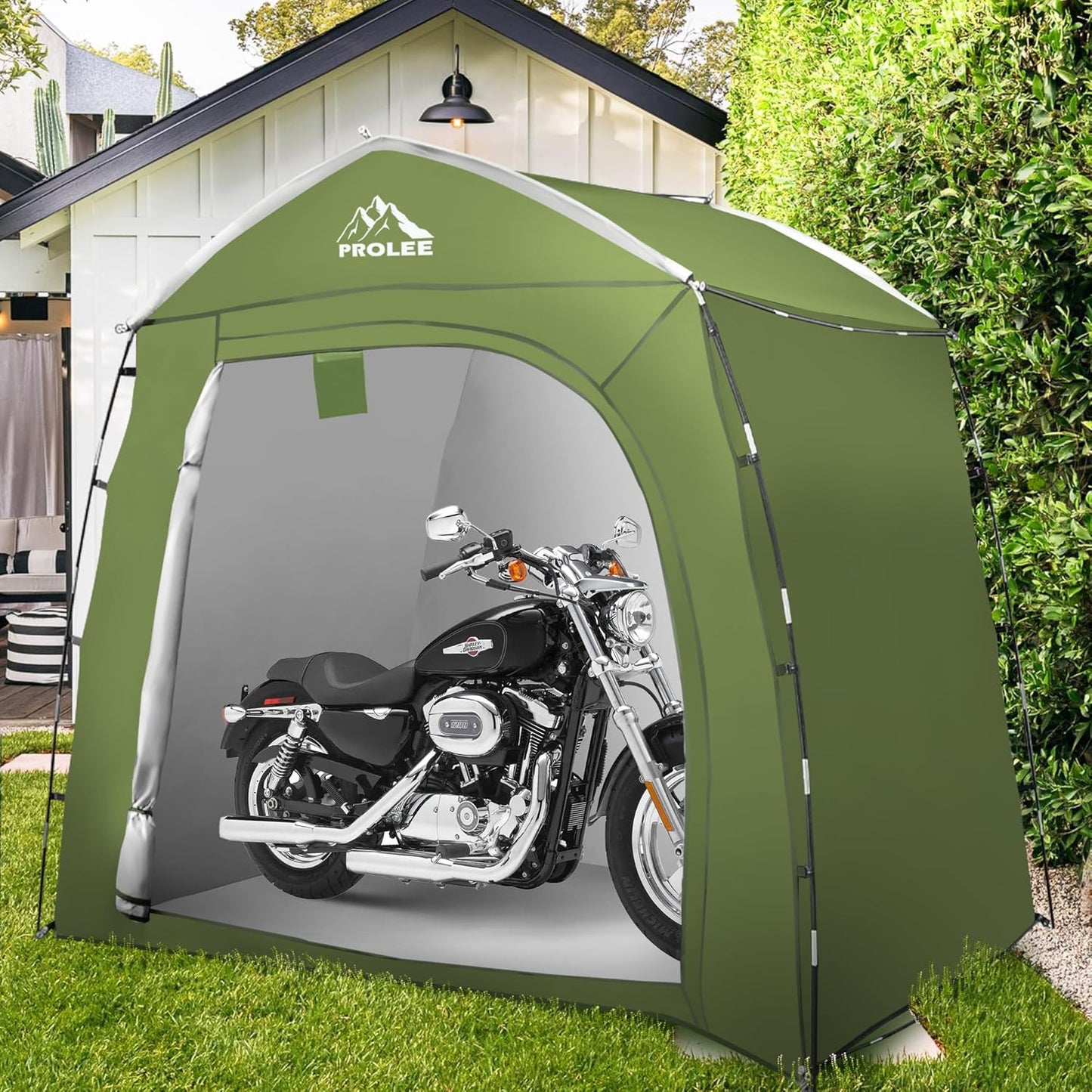 Bike Storage 7.3 x 5ft, Outside Storage Waterproof Oxford Fabric for 4 Bikes, Bike Shed, Garden Sheds & Outdoor Storage (Arch Green - XXL for 4-5 Bikes)