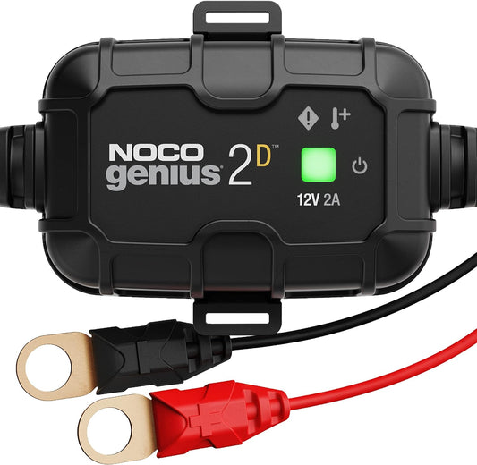 NOCO GENIUS2D: 2A 12V Smart Onboard Battery Charger - Direct-Mount Automatic Maintainer, Trickle Charger & Desulfator with Overcharge Protection & Temperature Compensation – For Lead-Acid Batteries