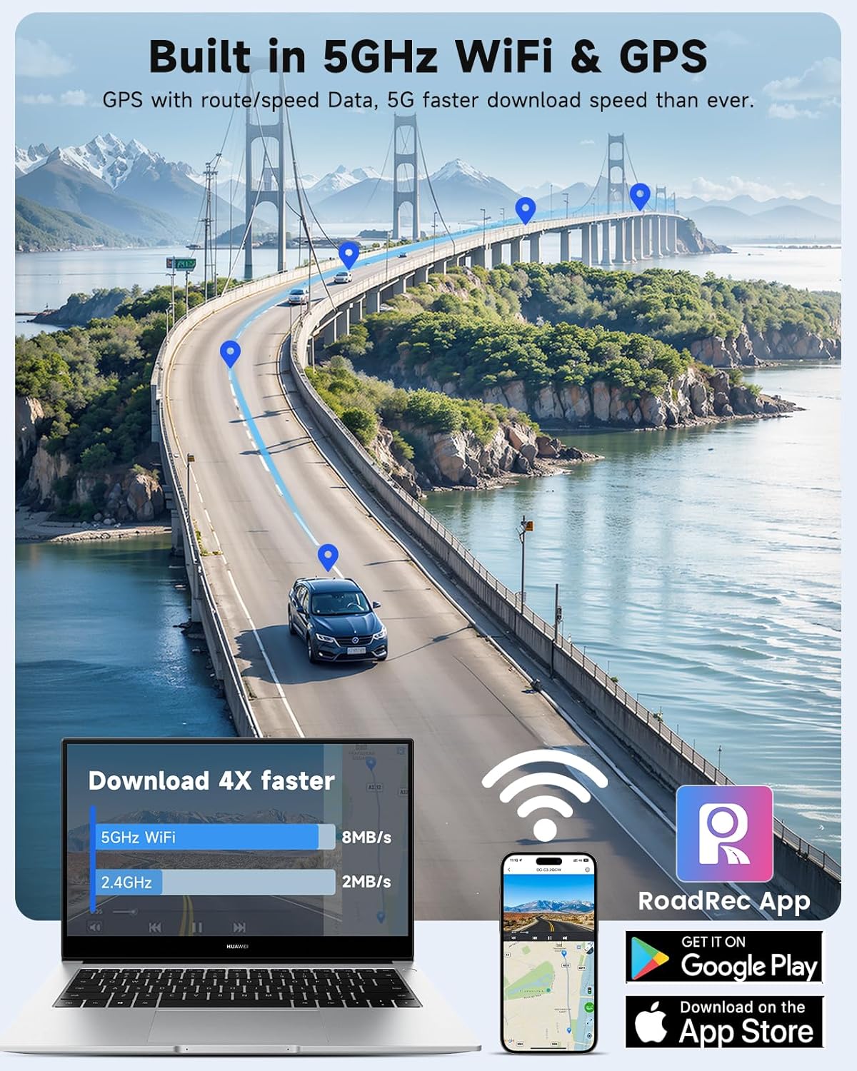 3 Channel Dash Cam, SARMERT 4K Dash Cam Front Inside and Rear with Free 64GB Card, 4K+1080P+1080P Car Camera, G-Sensor, WDR, APP, 5G WiFi, Night Vision, 24H Parking Monitor