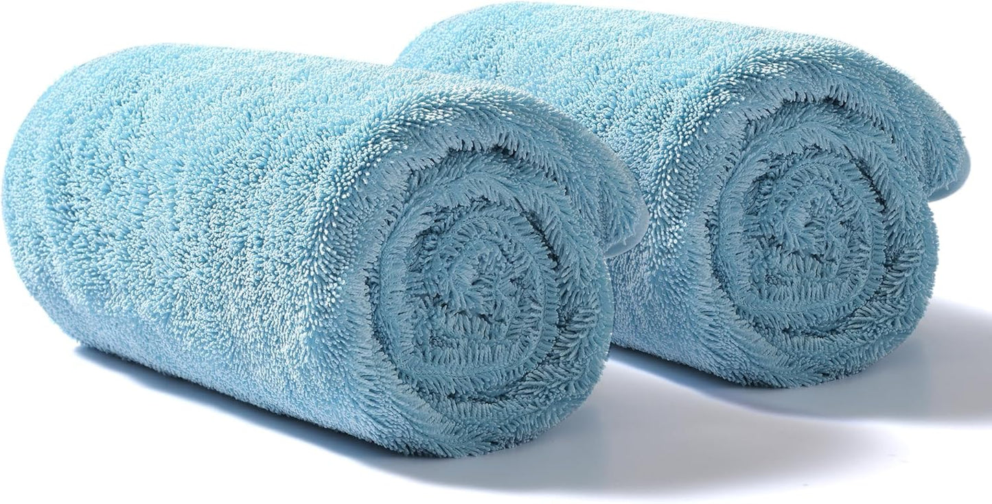 JOYMOOP Microfiber Towels for Cars, 2 Pack 35.4" x 23.6" Car Drying Towel, Blue Reusable Car Towel, Quick Drying Car Microfiber Cleaning Cloth for RVs, SUVs, Trucks