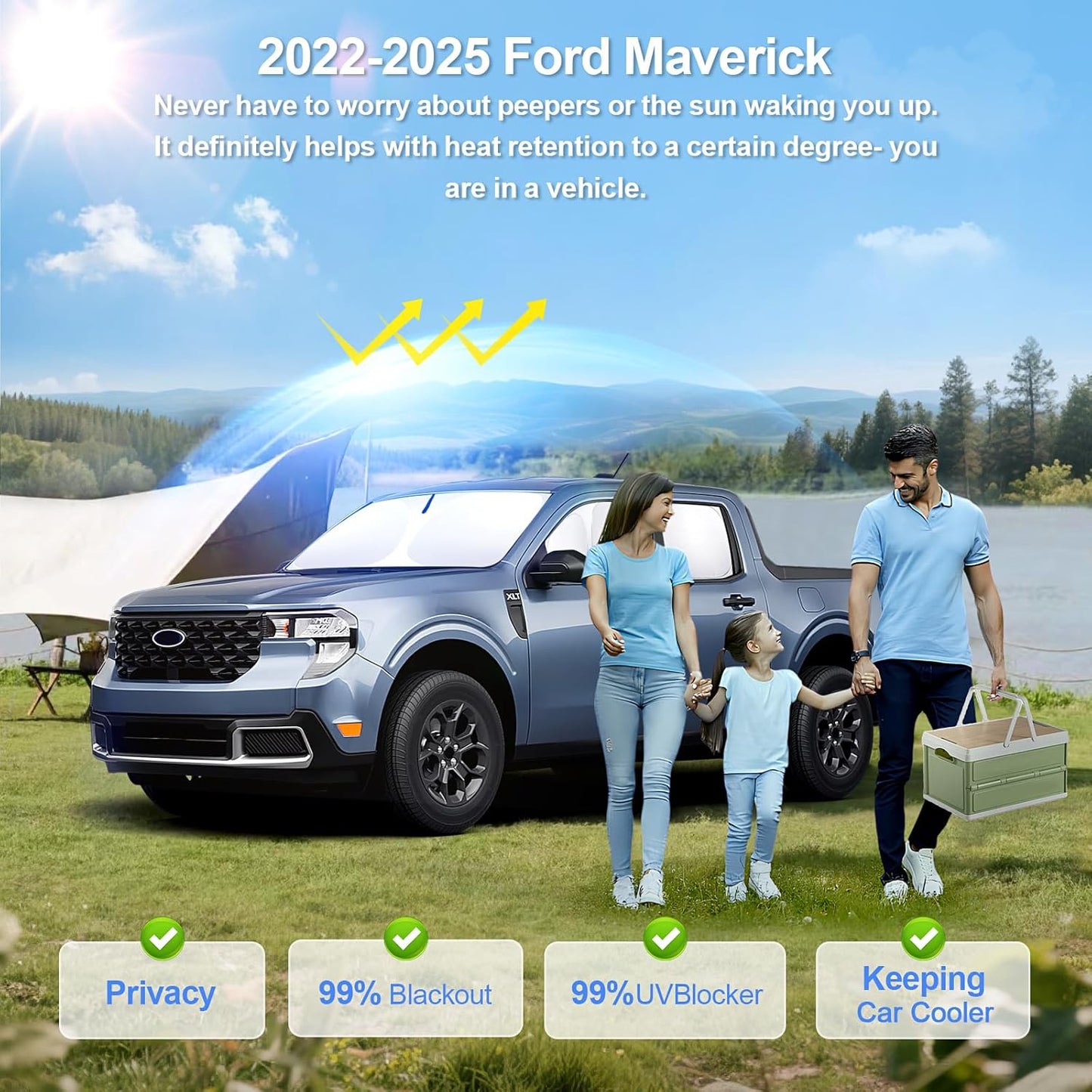 6pcs Car Window Shades for Ford Maverick2022-2024 2025 Accessories,Windshield Side Rear Full Sunshade,Sun Visor UV Blocking, Privacy Protection and Blackout for Camping Outdoor