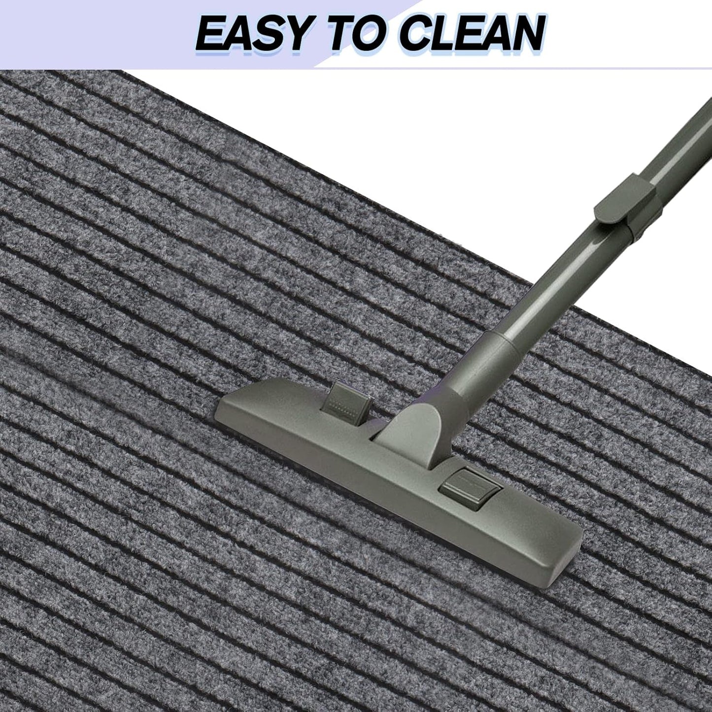 Custom Size Backed Non-Slip Area Rugs Runner, Easy Clean, Waterproof Runner Rugs for Hallway Entryway, Kitchen, Laundry, 2FT x 63FT, Gray Stripe