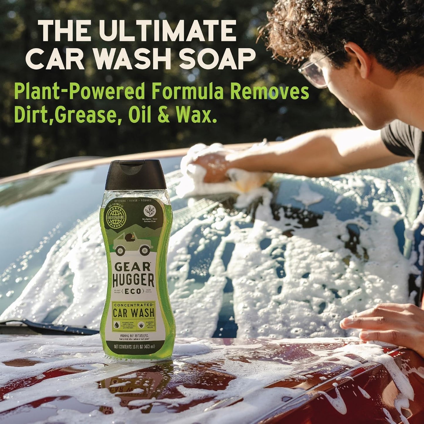 Car Wash Soap (16 oz, Pack of 2) – Eco-Friendly Car Cleaner, Biodegradable Car Wash with Natural Saponins & Eucalyptus – Safe Car Soap for All Vehicle Surfaces