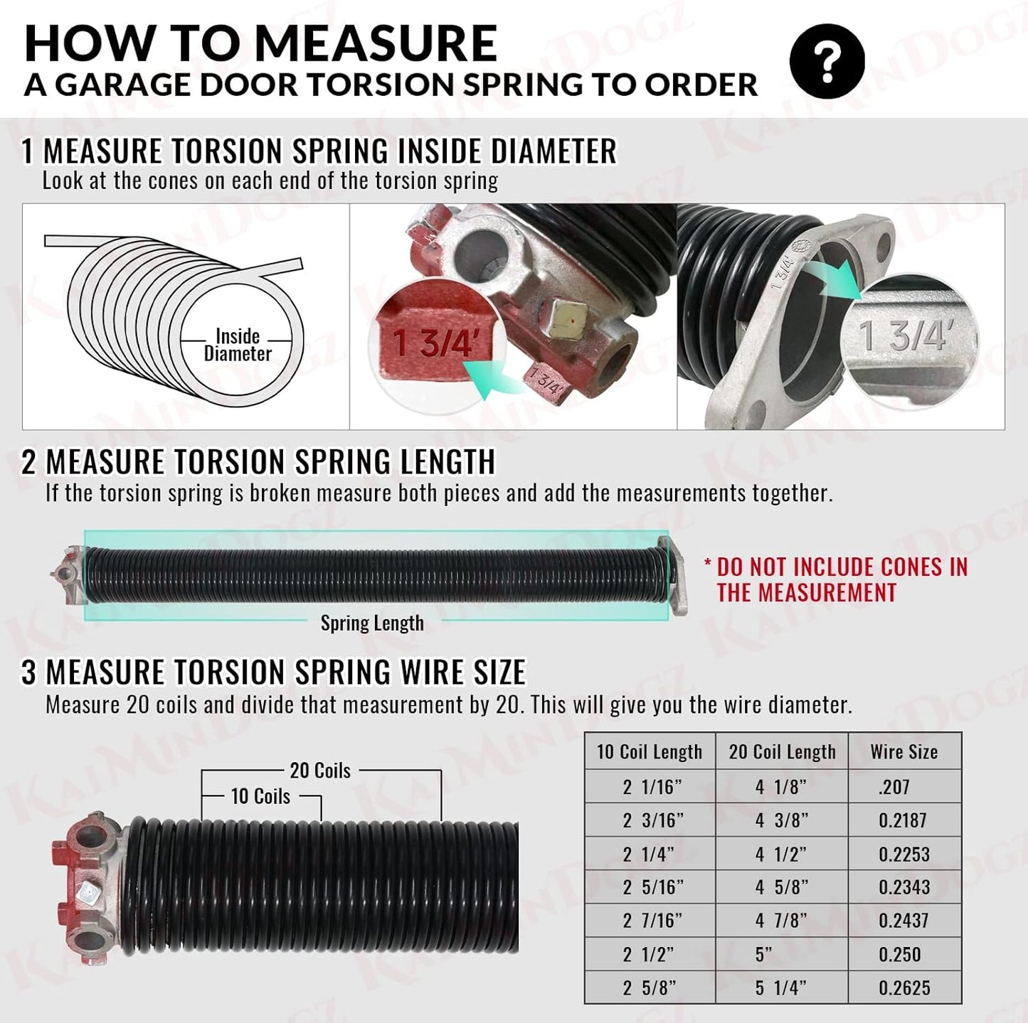 Pair of 1.75" Garage Door Torsion Springs Set with Non-Slip Winding Bars&Gloves, High Precision Electrophoresis Oil-Free Black Coated for Replacement, MIN 16,000 Cycles (0.262 x 1.75"x 37")