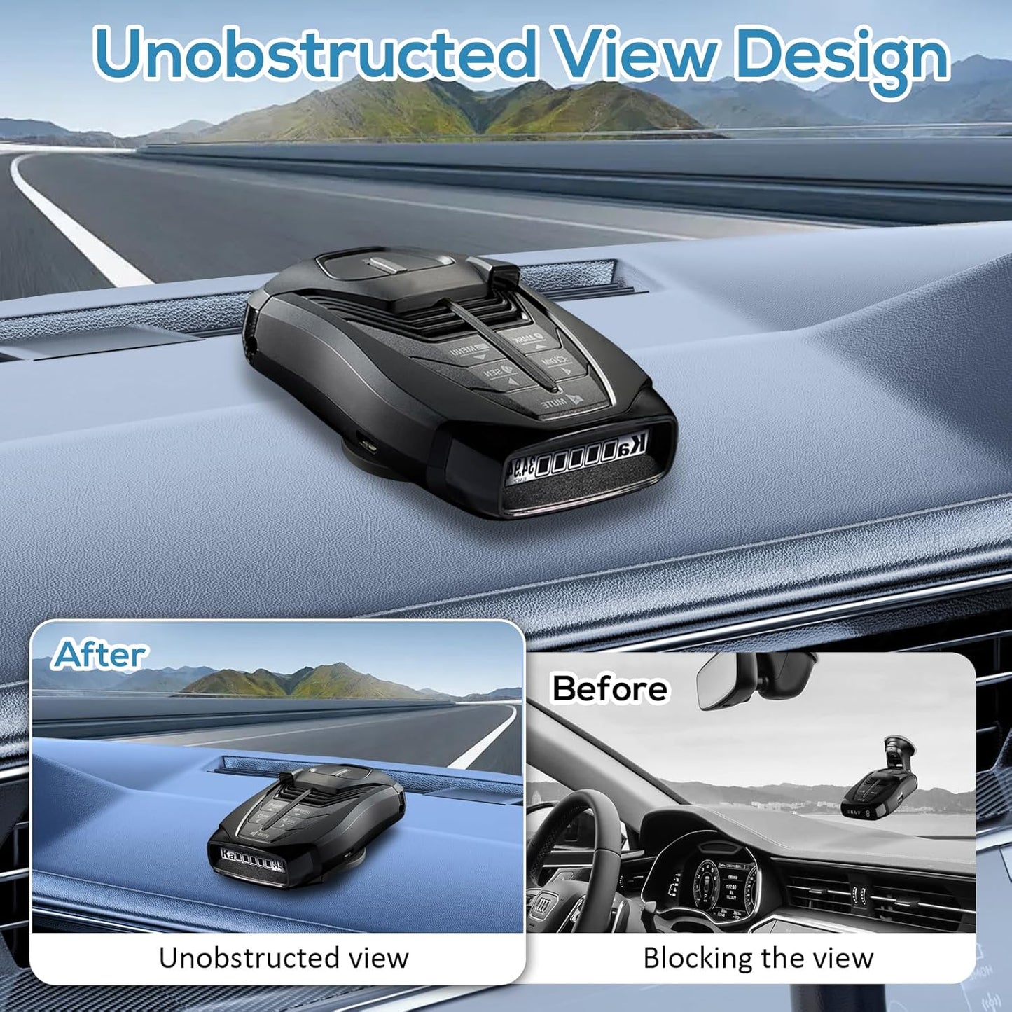 Magnetic Radar Detector Dashboard Mount - Adhesive Holder for Escort,Cobra，Uniden, Valentine One，All Radar Models - Anti-Vibration Stable Fit, Unobstructed View Design - Universal Car Accessory