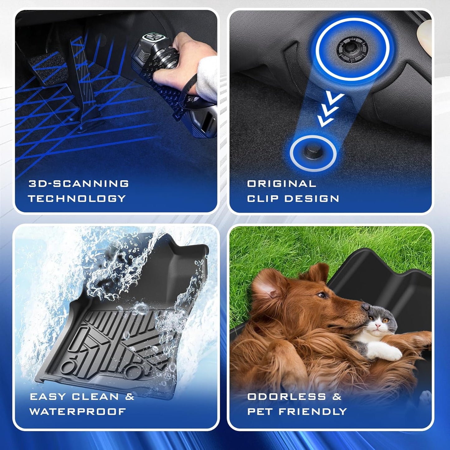 Floor Mats for 2019-2024 2025 Chevy Silverado 1500/GMC Sierra 1500 & 2020-2025 Chevrolet Silverado/Sierra 2500/3500 HD Crew Cab, Fit for 2nd Row with Underseat Storage Box, Front Bucket Seat