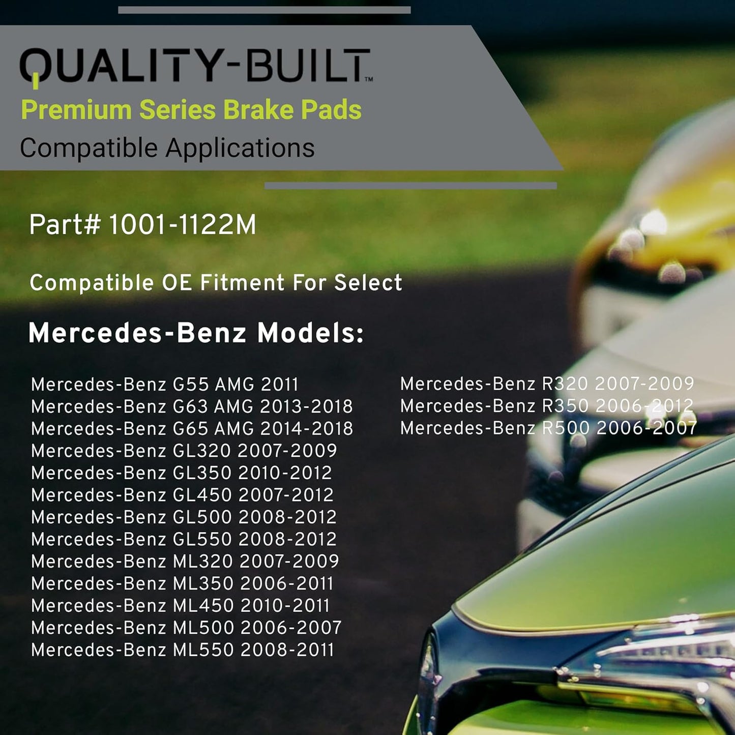 Premium Semi-Metallic Rear Brake Pads (1001-1122M) Compatible with 2006-2018 Mercedes-Benz (G55 AMG/G63 AMG/G65 AMG/GL320/GL350/GL450/GL500/GL550/ML320/ML350/ML450/ML500 & More)