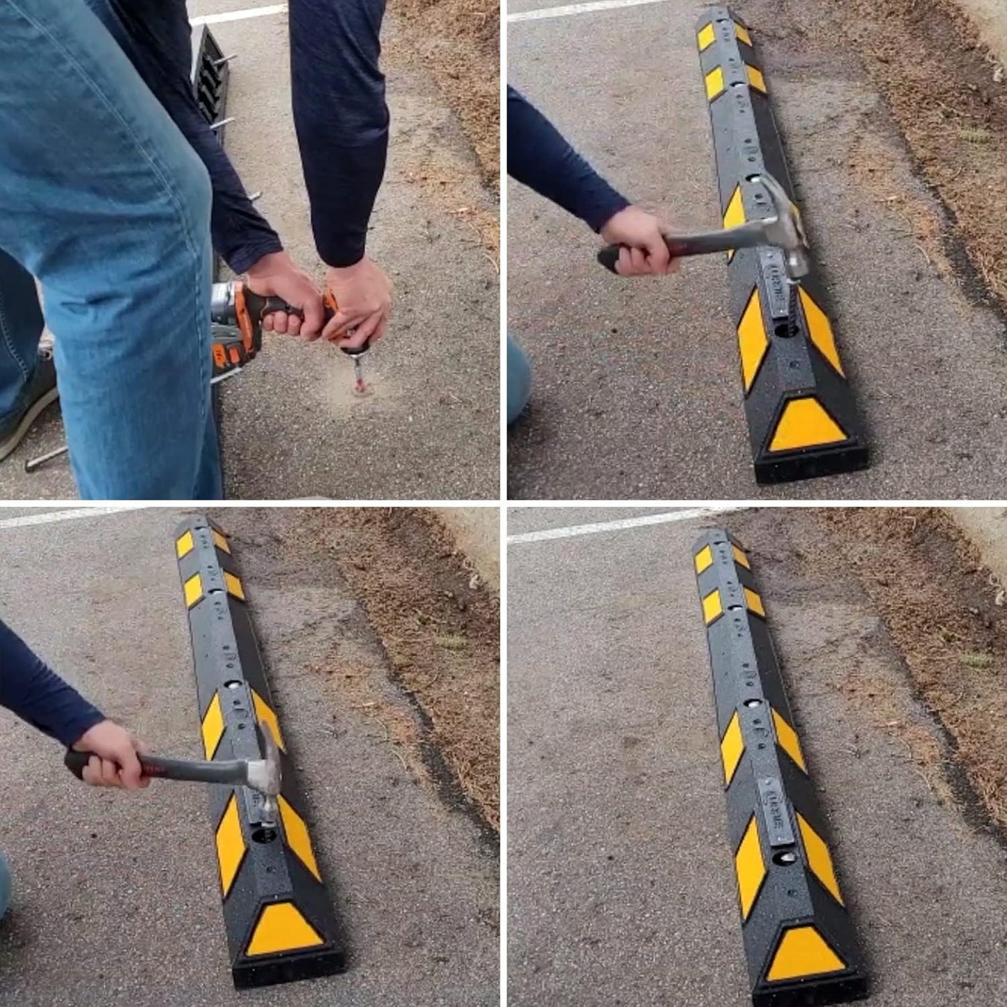 SmartSign Rebar Spikes - Pack of 4, Length 14", Diameter 1/2", Heavy Duty Metal Rebar Stakes for 6ft Parking Curbs/Wheel Stop/Speed Bump, Silver