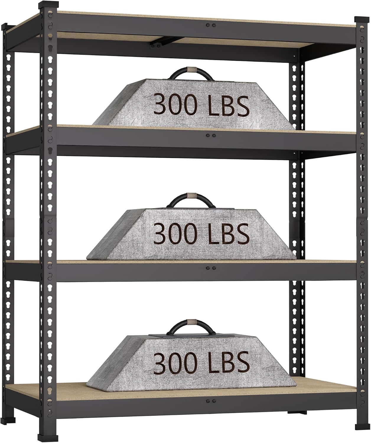36" W x 16" D x 55" H Adjustable Garage Storage Shelves - 4-Shelf Heavy Duty Shelving Unit, Metal Utility Storage Organizer Racks for Warehouse Pantry Closet Kitchen, Black