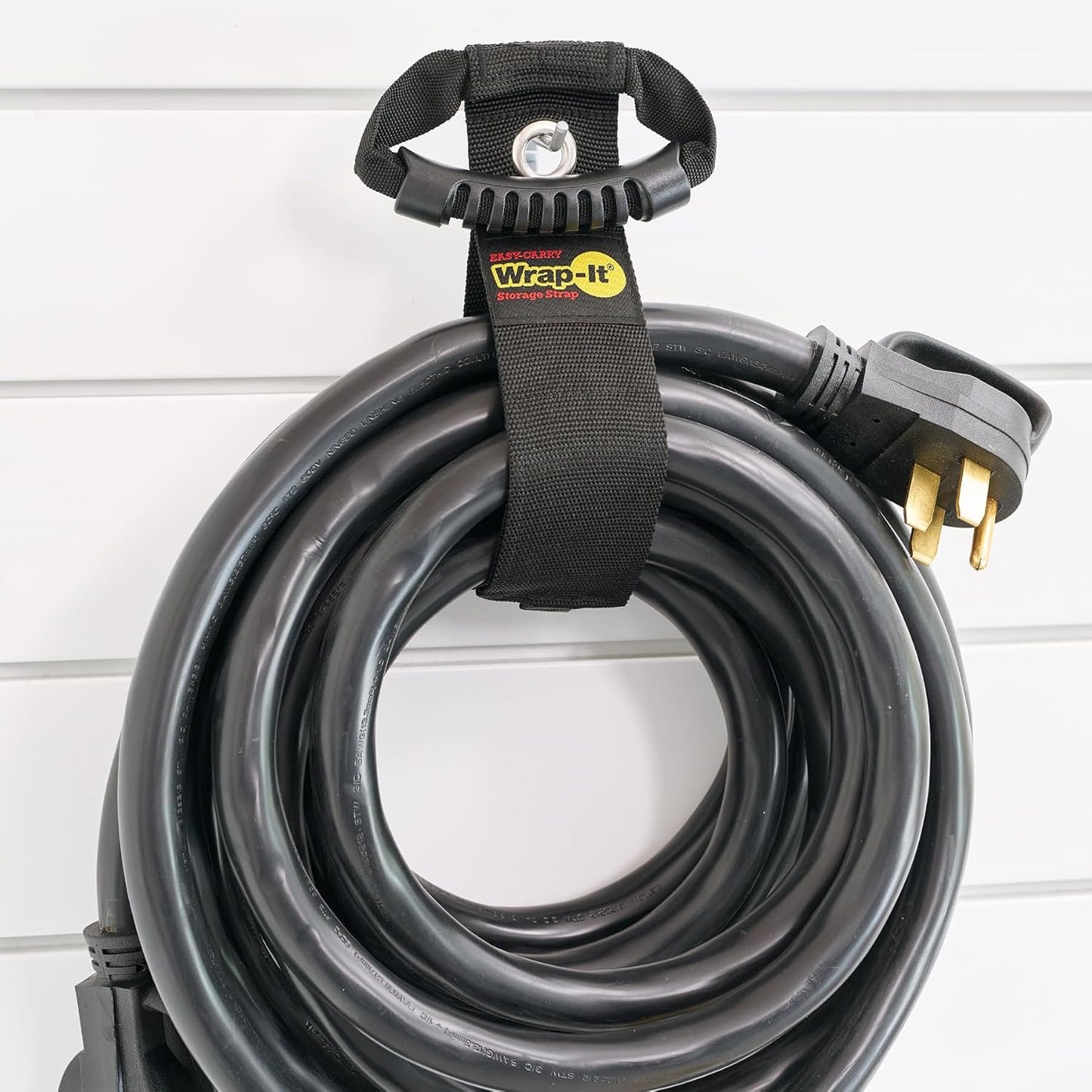 Wrap-It Storage Easy-Carry Straps - 22" (2-Pack) Black with Grommet - Extension Cord Holder Organizer for Garden Hose Storage Cord Straps