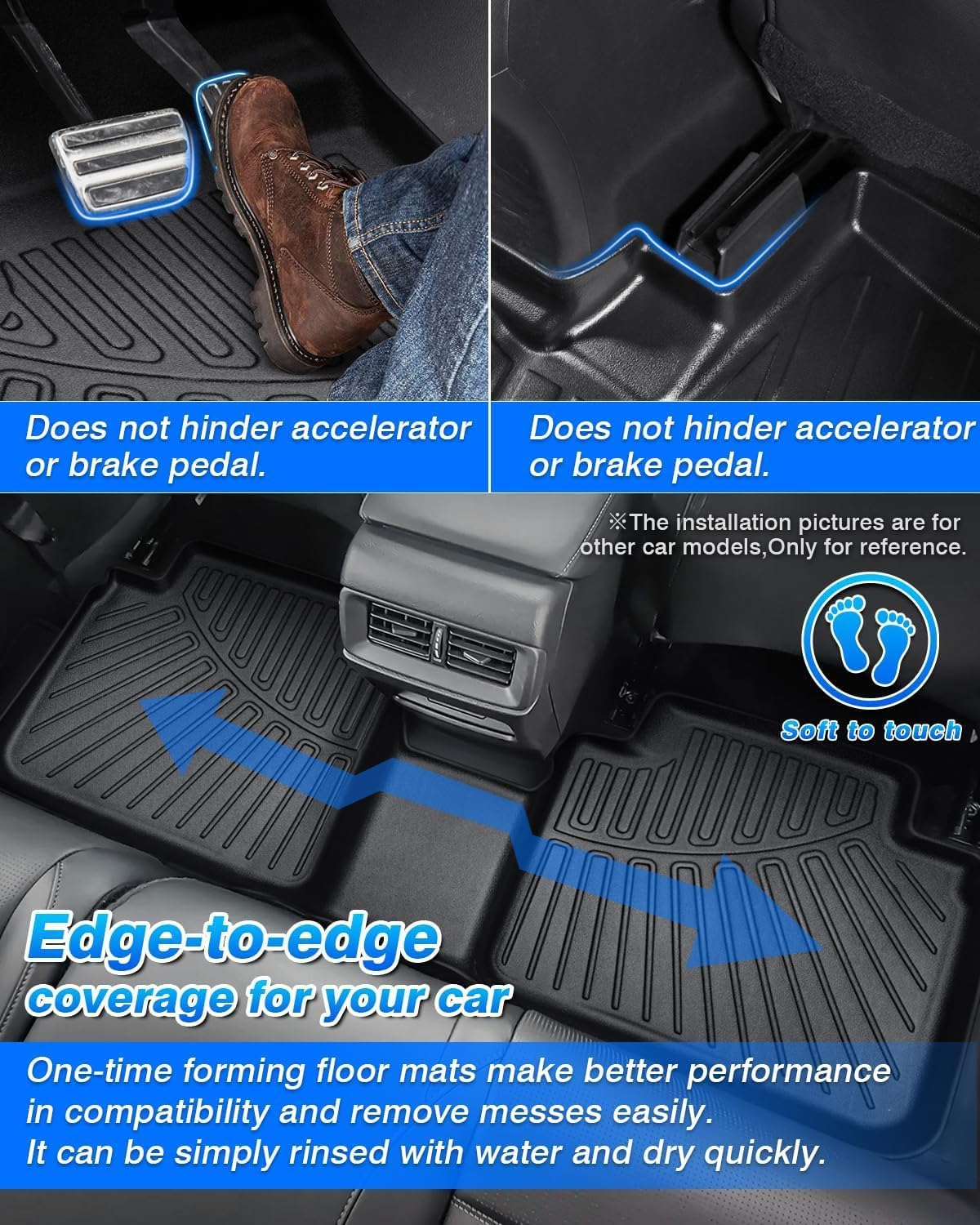 Cartist Floor Mats Fit for 2014-2018 Chevy Silverado & GMC Sierra 1500 Crew Cab;2015-2019 Silverado/Sierra 2500HD/3500 HD Crew Cab, All Weather TPE Custom Fit Silverado Floor Mats 1st & 2nd Row