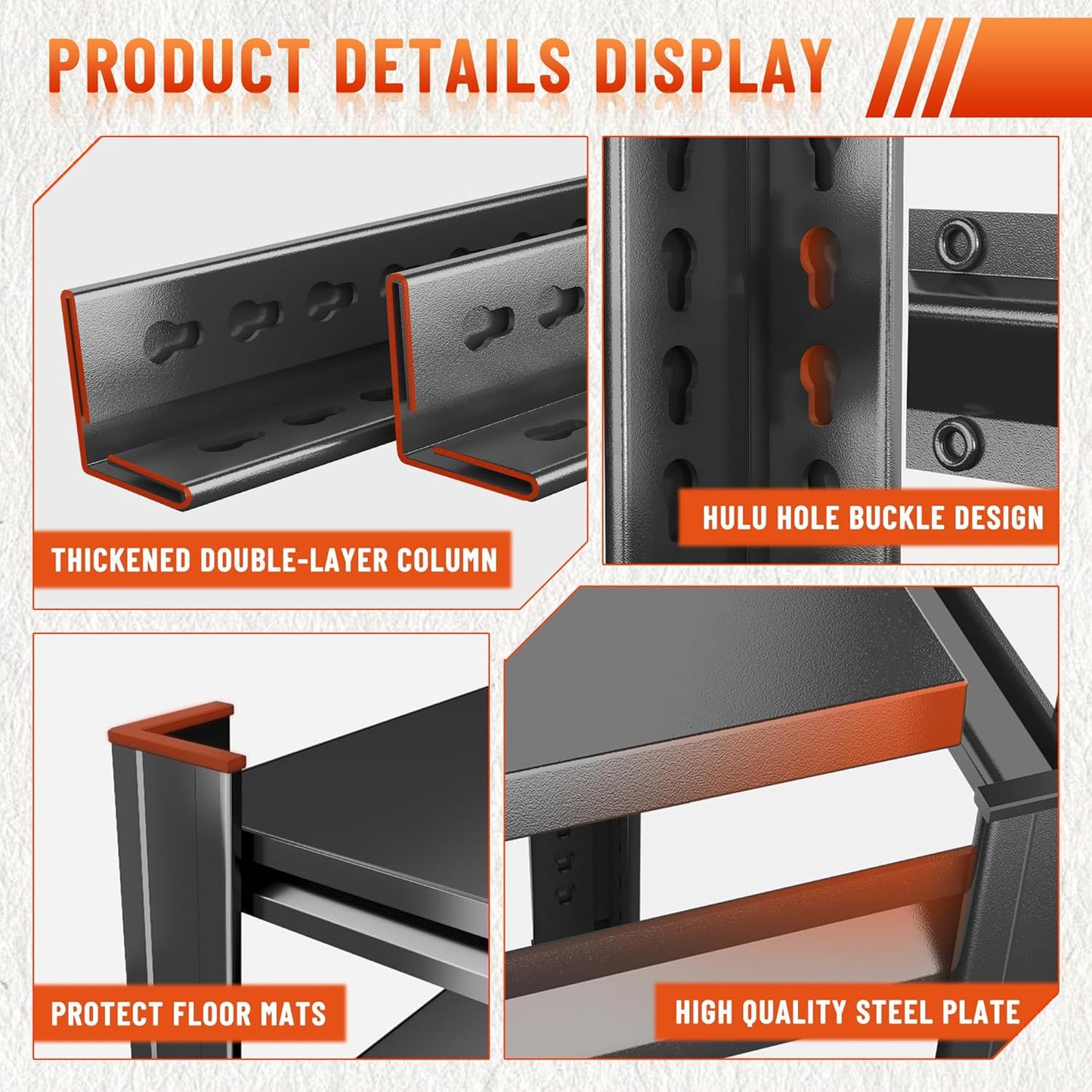 Heavy Duty 5-Tier Shelving Unit 2500LBS Capacity - Adjustable Steel Garage Shelves for Warehouse, Basement Storage(63''H x 35.4''W x 13.8''D)