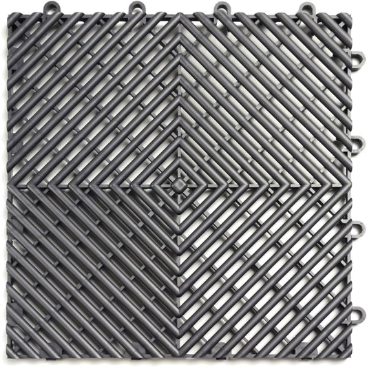 RaceDeck Free-Flow Open Rib Design, Durable Interlocking Modular Garage Flooring Tile (24 Pack), Graphite