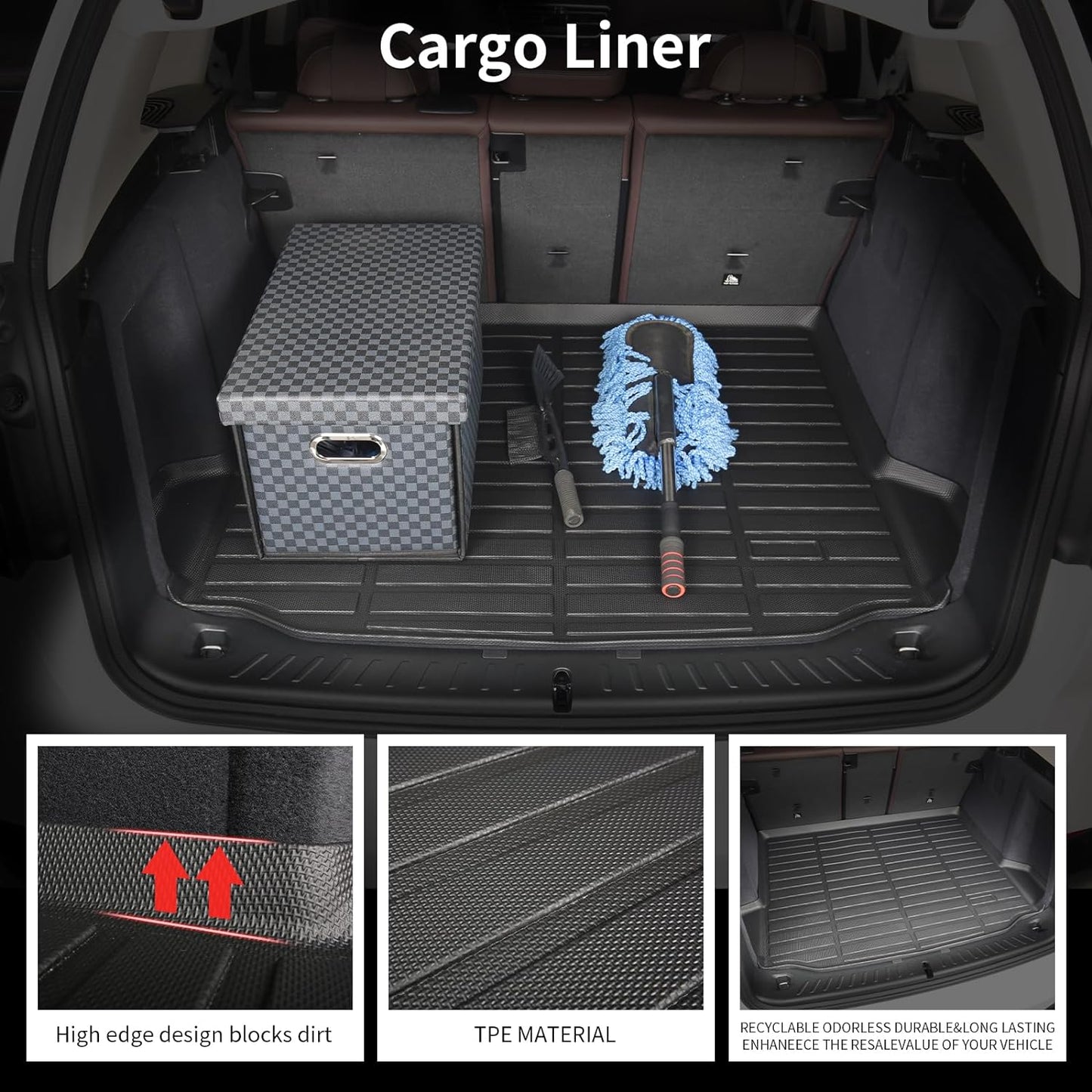 Wayhigh-All Weather Floor Mats and Cargo Liner for Audi Q5/SQ5 (Include Sportback) 2018-2024 TPE All Season Guard for Car Mats Waterproof Anti-Slip Odorless Q5 Floor Liners Trunk Liner Accessories