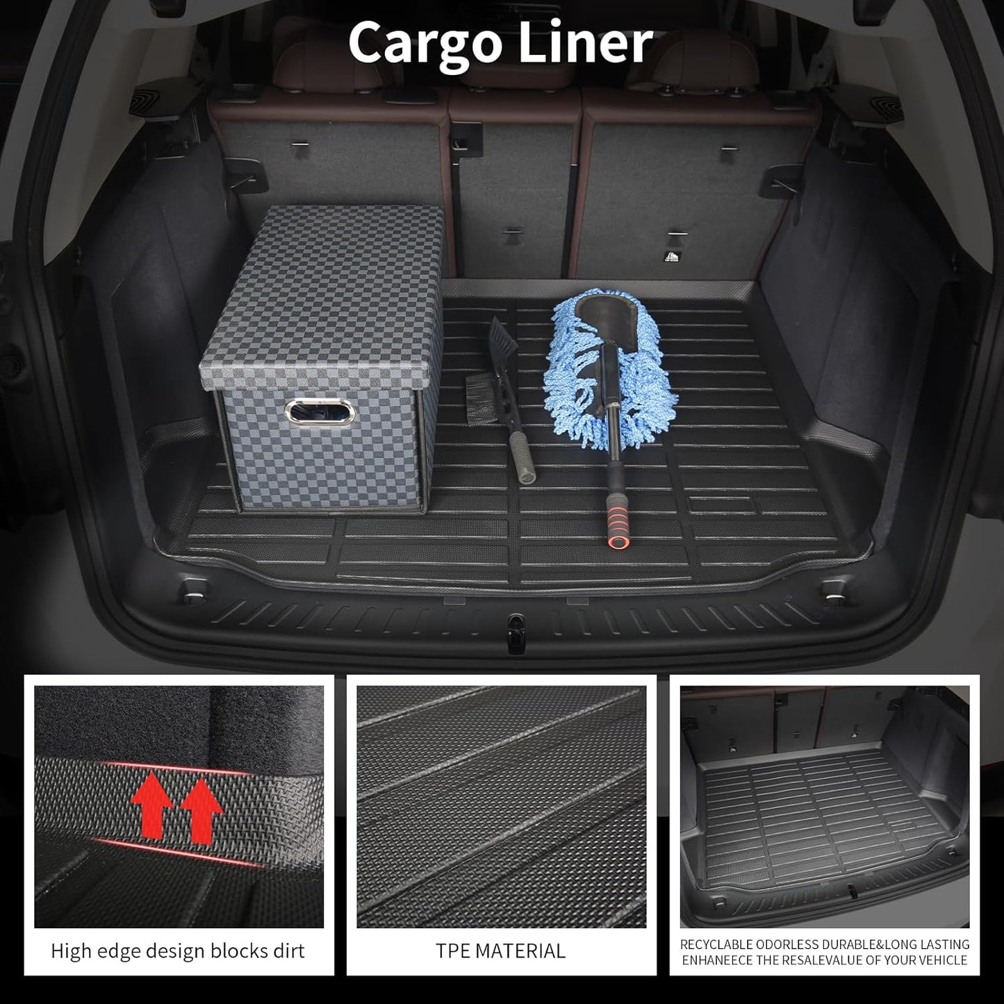 Wayhigh-Floor Mats & Cargo Liner Set for 2022 2023 2024 2025 Hyundai Tucson (Non Hybrid) All Weather TPE Car Mats Waterproof Heavy Duty Rubber Floor Liners for Tucson Accessories- Black