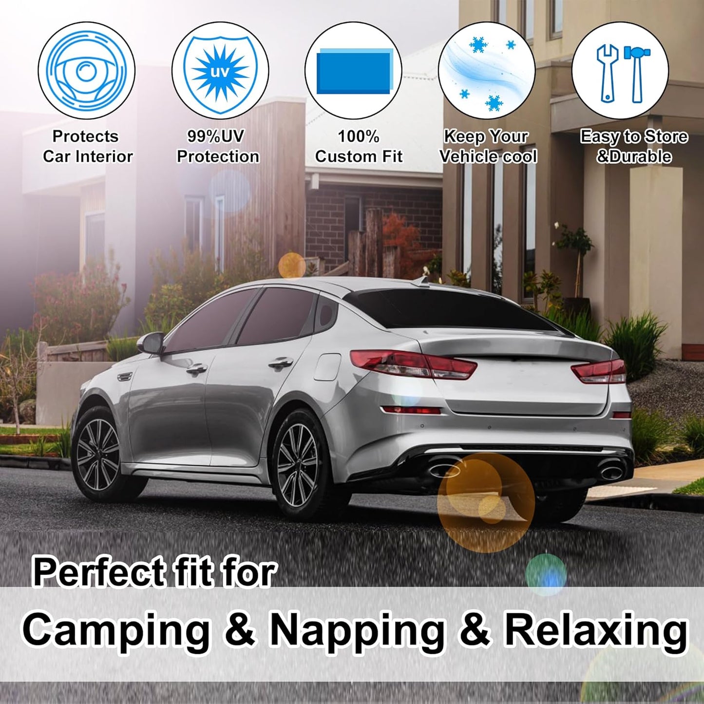 TINGLU Window Shades for Kia Optima 2016 2017 2018 2019 2020 (Not for 2021 KIA K5) Accessories Car Side Full Windows Windshield Sun Shade Sun UV Rays Privacy Protection for Camping 8PCS