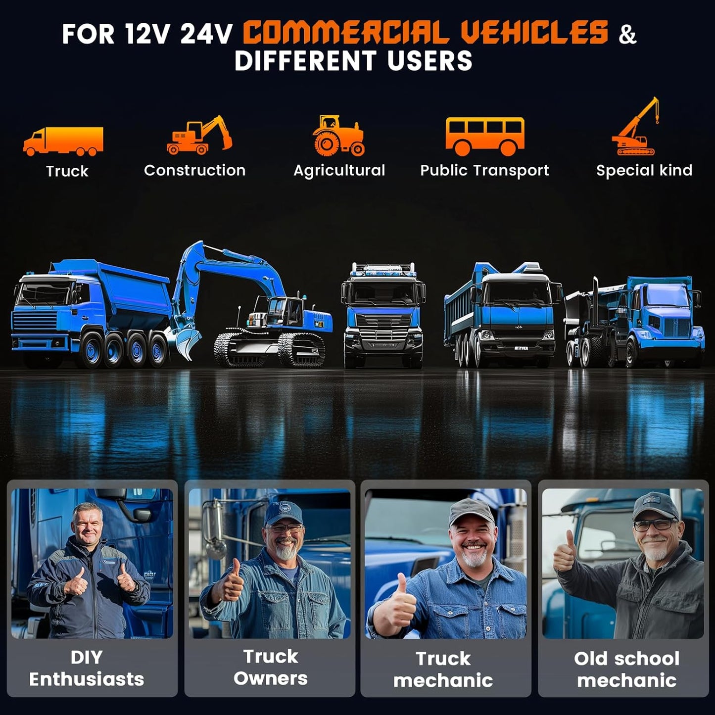 ANCEL HD430 Heavy Duty Truck Scanner, DPF Reset & Forced Regeneration for Cummins & Caterpillar Engine, Full System HDOBD Diesel Scanner OBD2 Diagnostic Scan Tool Code Reader for Diesel Trucks & Cars