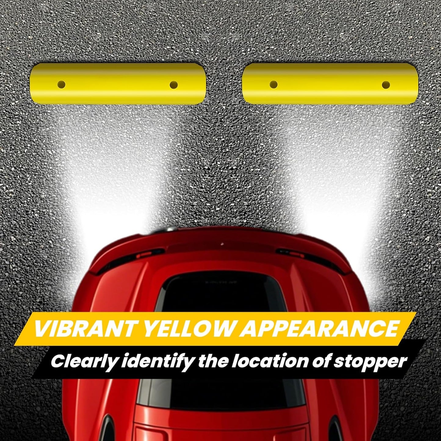 ROBLOCK 22" Parking Stopper for Home Garage & Outside, Heavy Duty Garage Stoppers for Protecting Your Vehicle, Parking Aids for New Drivers, Wheel Stops for Cars, Vans, Trailer, 2 Packs, Yellow