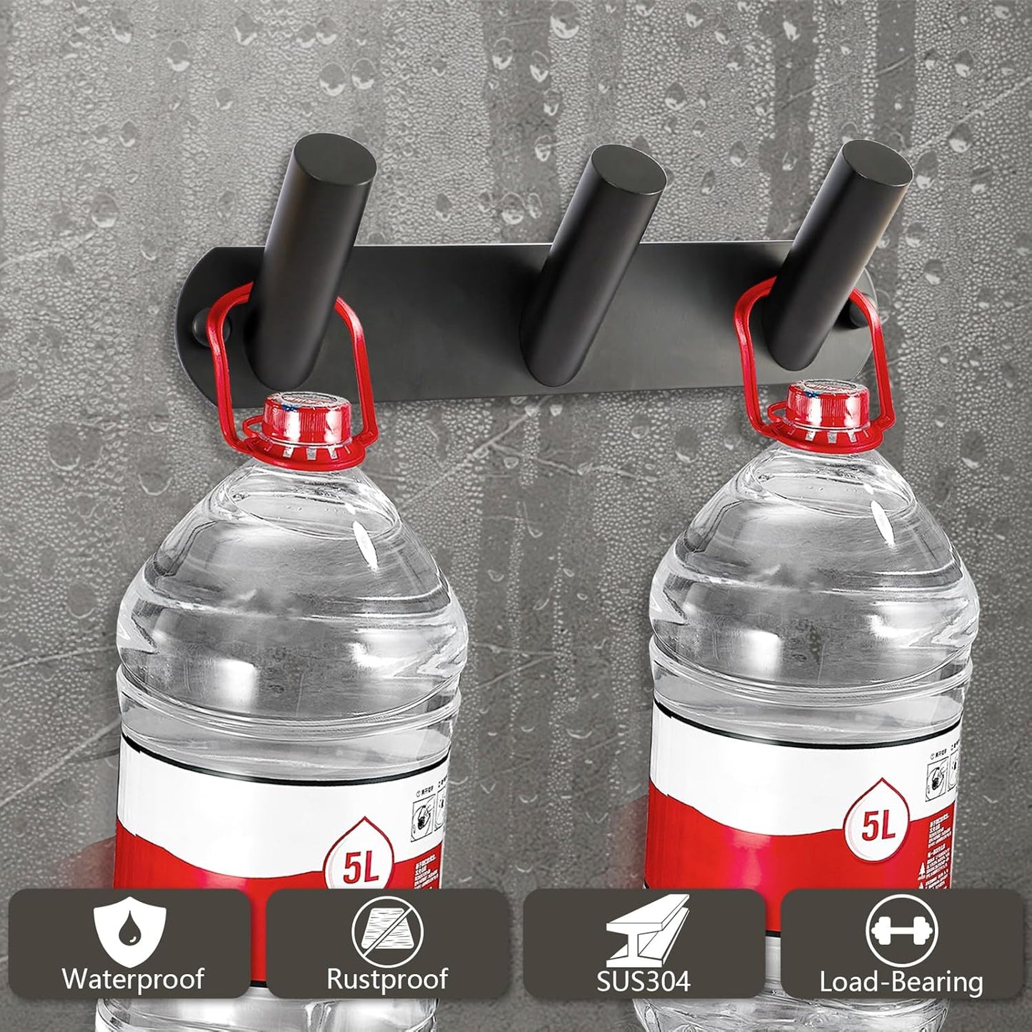 NINETREX Coat Rack Wall Mounted, Black Metal Coat Rack with 3 Coat Hooks Heavy Duty Coat Hanger Hooks Bag Hat Towel Rack for Entryway, Bathroom, Bedroom, Kitchen, and Hallway(Black,Round)