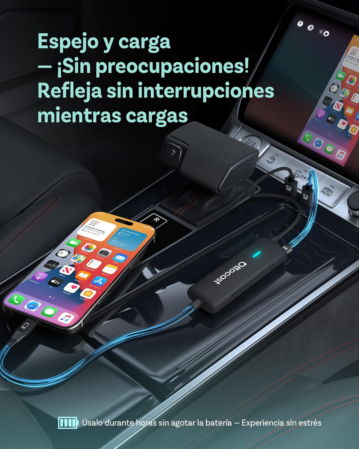 OTTOCAST Mirror Touch Wireless CarPlay Adapter - Bi-Directional Phone Mirroring & Dual Mode for Factory Wired CarPlay - Seamless iPhone & Android Integration