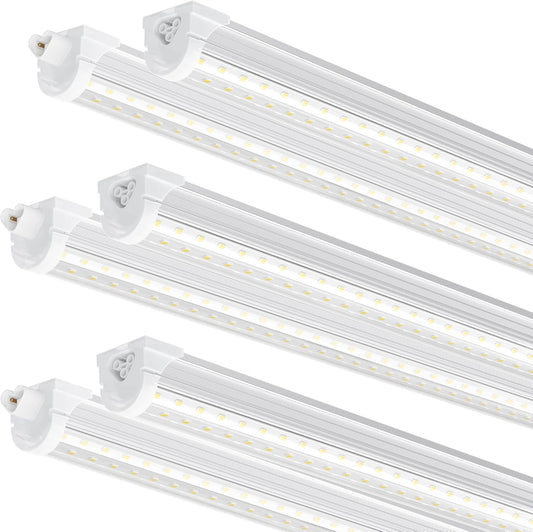 Ensenior 6 Pack 8 FT Led Shop Lights, 5000K Daylight, 10000LM Super Bright, 72W Equivalency 936W, Commercial Bay Lighting, U-Shaped Linkable Shop Lights Plug in for Garage, Workshop, FCC Certified