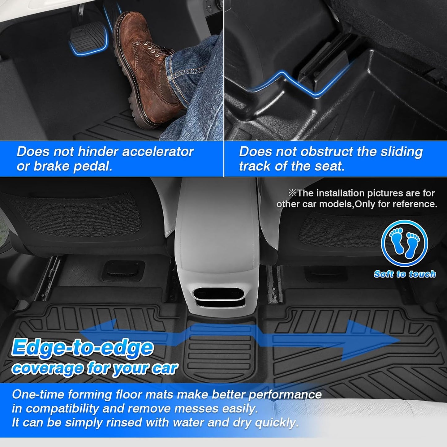 Cartist Floor Mats Compatible for 2015-2025 Ford F-150/ F150 Lightning SuperCrew Cab (Only Fit Rear Seat Without Under Seat Storage) Heavy Duty Floor Liner