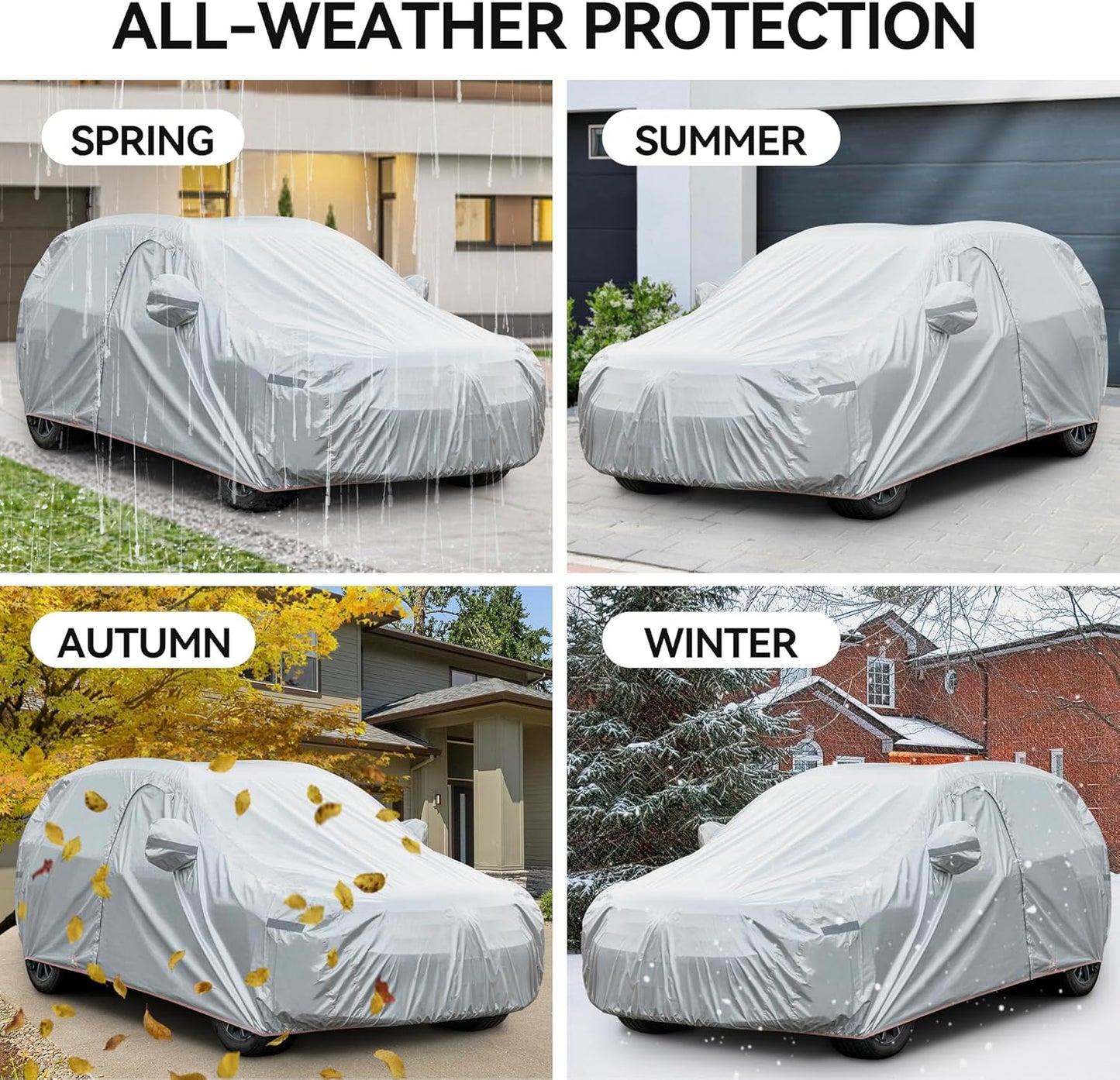 7-Layer SUV Car Cover Compatible with Jeep Grand Cherokee 2010-2024/BMW X5 2007-2024,Snowproof Outdoor Car Cover for Automobile All Weather with Door Zipper & Inner Cotton