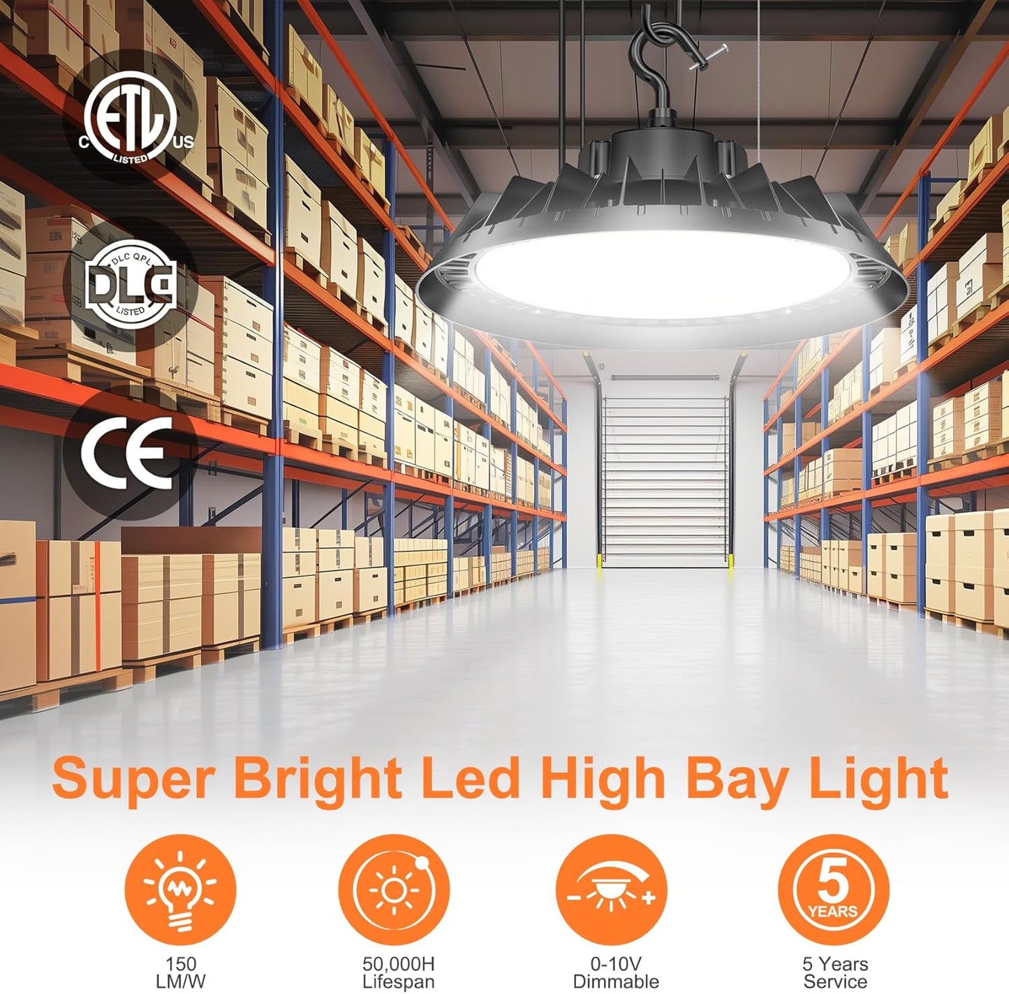 3Pack LED High Bay Lights, Super Bright 240W UFO High Bay LED Shop Lights, 36000LM 5000K, 0-10V Dimmable, 5' Cable Plug, IP65 Waterproof, ETL Listed Plug & Play Lighting for Gym Factory Warehouse