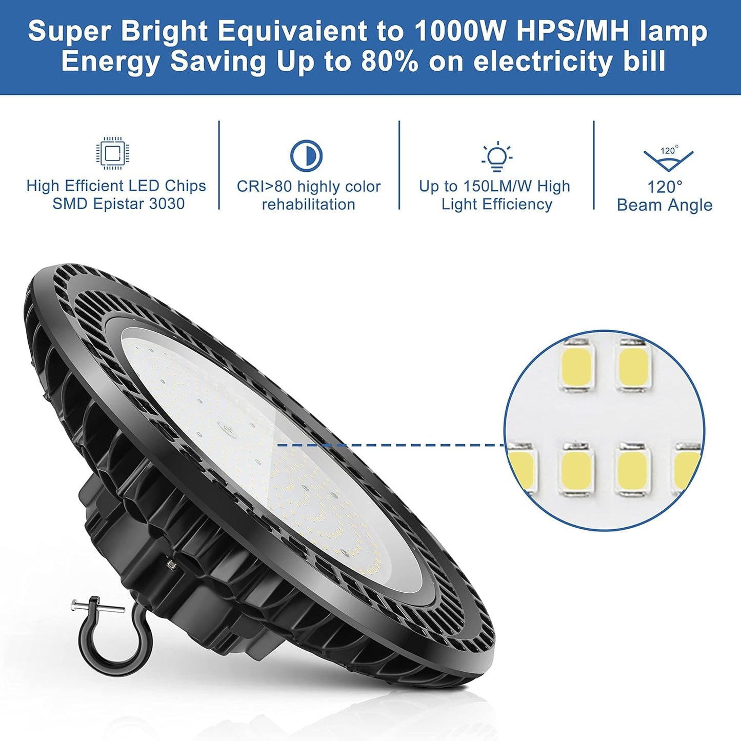 9 Pack 300W LED High Bay Light, UL&DLC Listed 41000LM Dimmable UFO High Bay LED Lights for Warehouse, 5000K Daylight IP65 Waterproof Commercial Bay Lighting 𝐀𝐂𝟏𝟎𝟎-𝟐𝟕𝟕𝐕