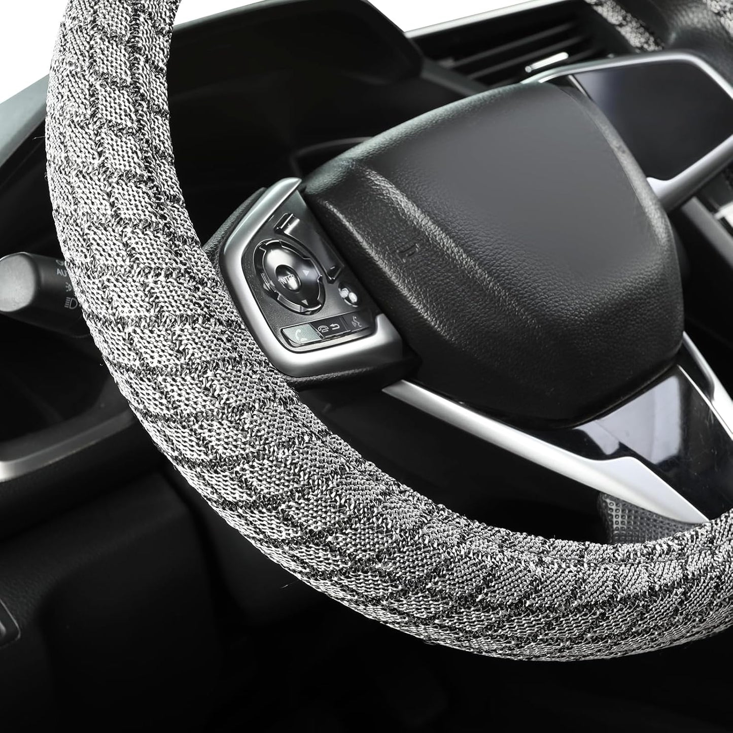 Auto Newer Breathable Steering Wheel Cover Suitable For Four Seasons，Anti-Slip Design，Odorless，Easy Carry ，Unviersal Fit for Truck SUV Sedans Vans，Interior Accessories Standard Size[14" 1/2-15"]（Grey）