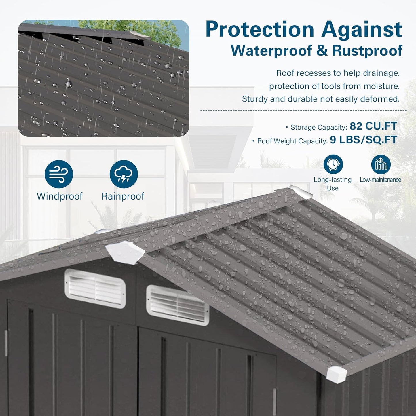 6X3.5 FT Outdoor Storage Shed with Window, Metal Garden Sheds w/Lockable Door and Vents, Waterproof Steel Tool House for Backyard, Patio, Lawn, Sundries & Utility Storage, Gray