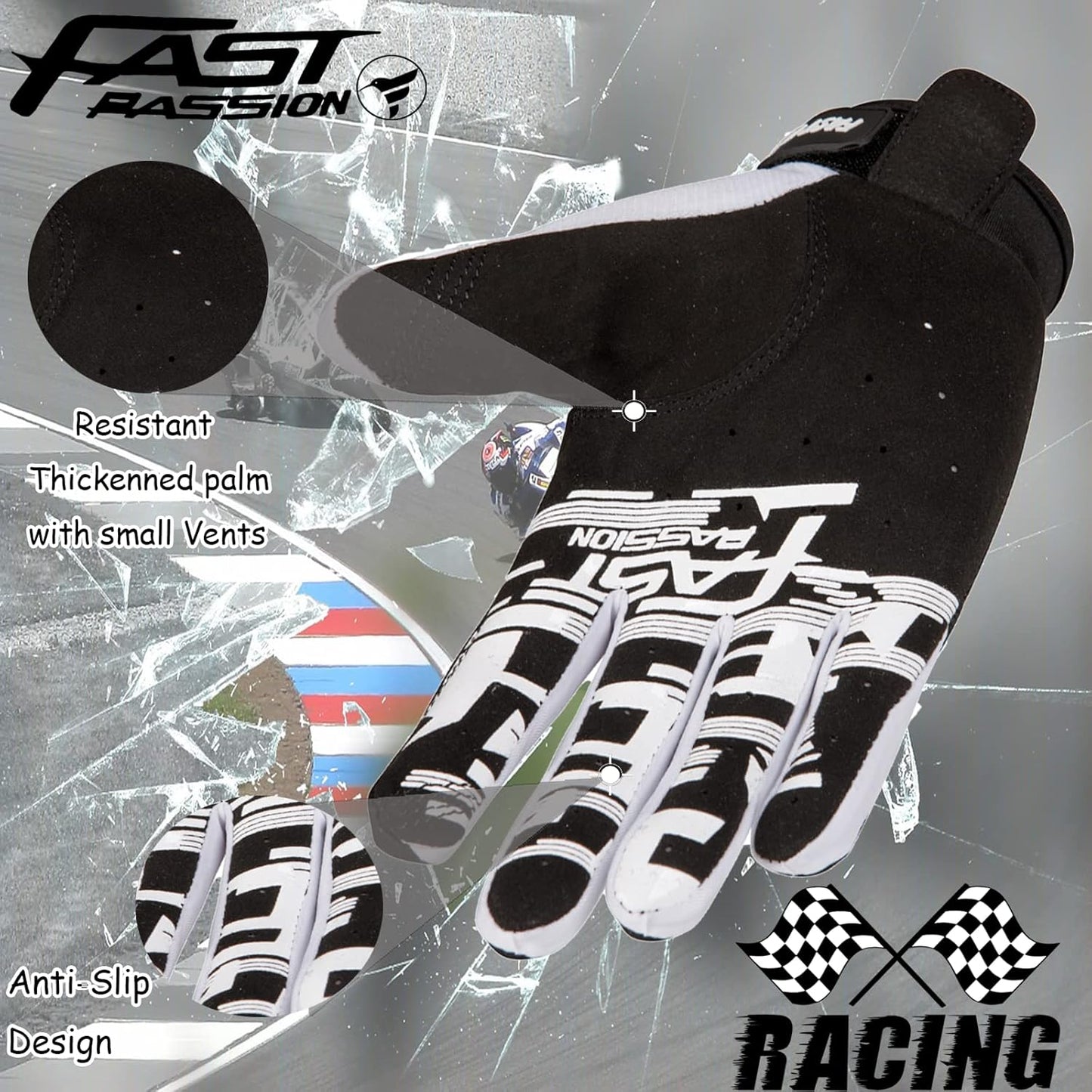 Motorcycle Gloves for Men/Women - Dirt Bike & Motocross Gloves with Anti-Slip ATV BMX MX MTB Riding Cycling Features