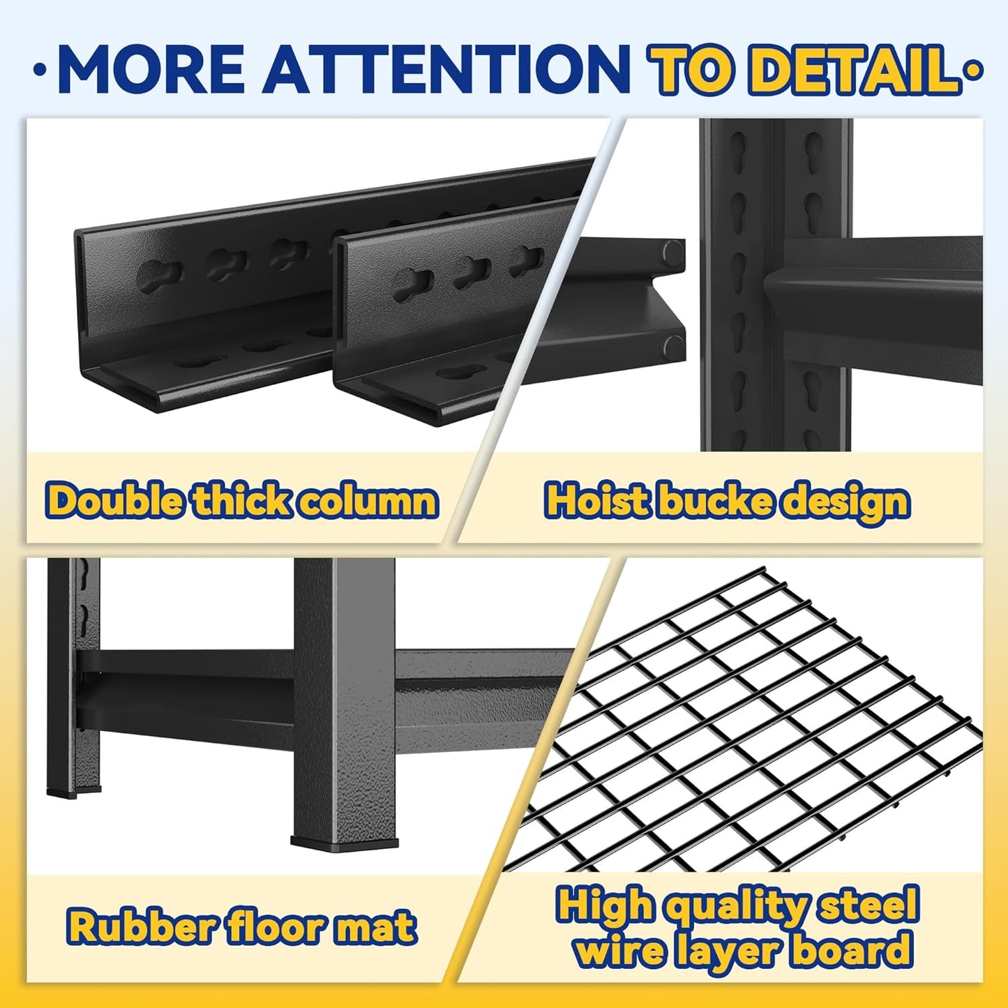 Garage Shelving, Heavy Duty 5-Tier Wire Shelving Unit, 72" H x 48" W x 24" D, 2500 lbs Load Capacity Storage Shelves, Adjustable Metal Shelves for Garage, Kitchen, and Pantry Storage