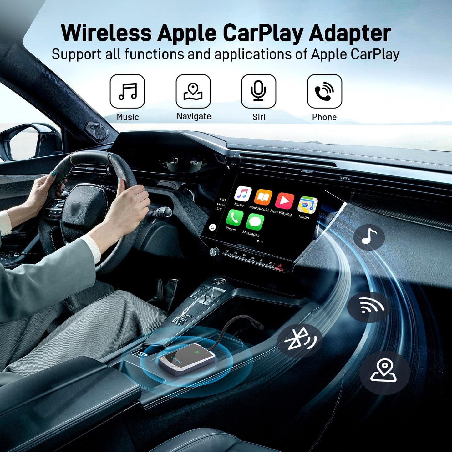 Wireless CarPlay Adapter for iPhone, Upgraded 5.8GHz Carplay Wireless Adapter Converts Wired to Wireless, Plug & Play, No Latency, Fast Stable Connect to iPhone iOS 10+, Fit for Cars from 2015