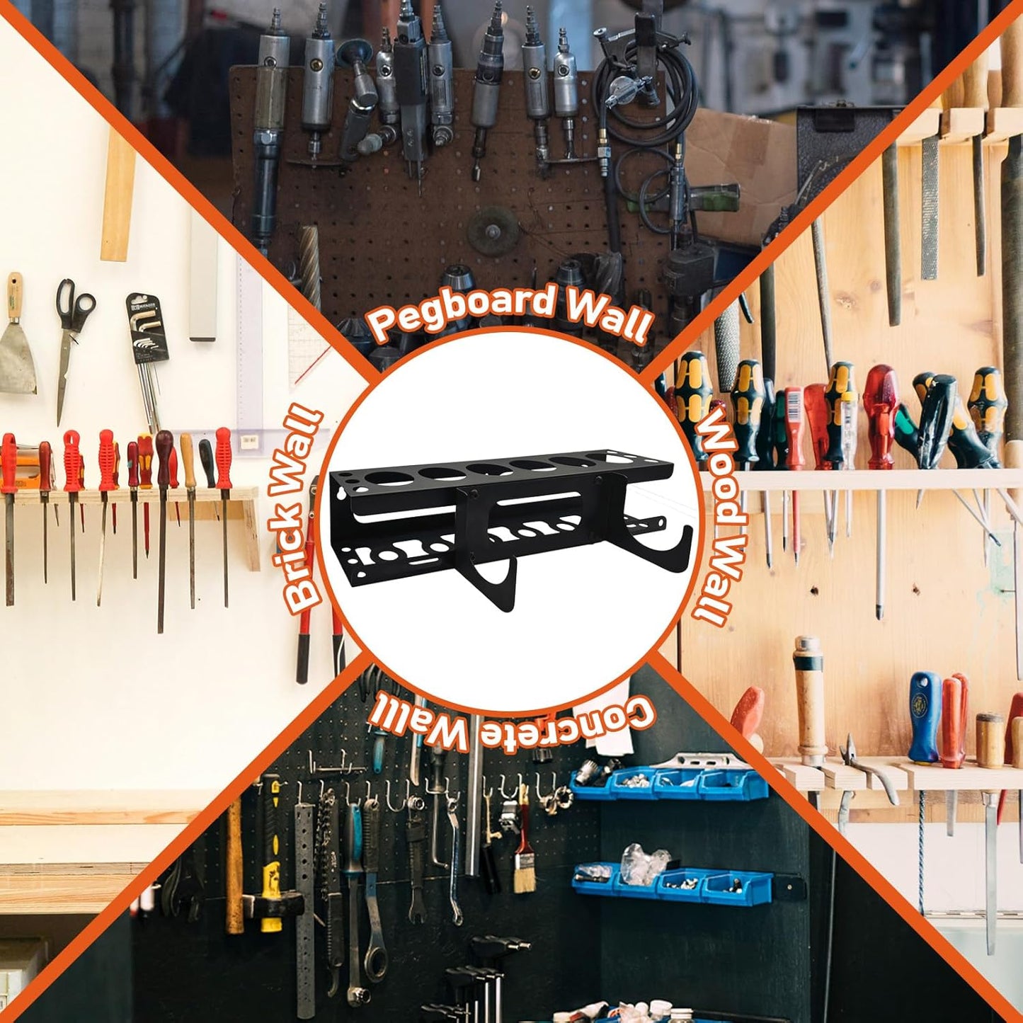 Siligun Caulking Gun Rack, Grease Gun Holder, Wall Mount Silicone Caulking Tools, Work Van Organizers And Storage Tube For Workshop Holds 6 Caulking Tubes And Caulking Nozzle (Black)