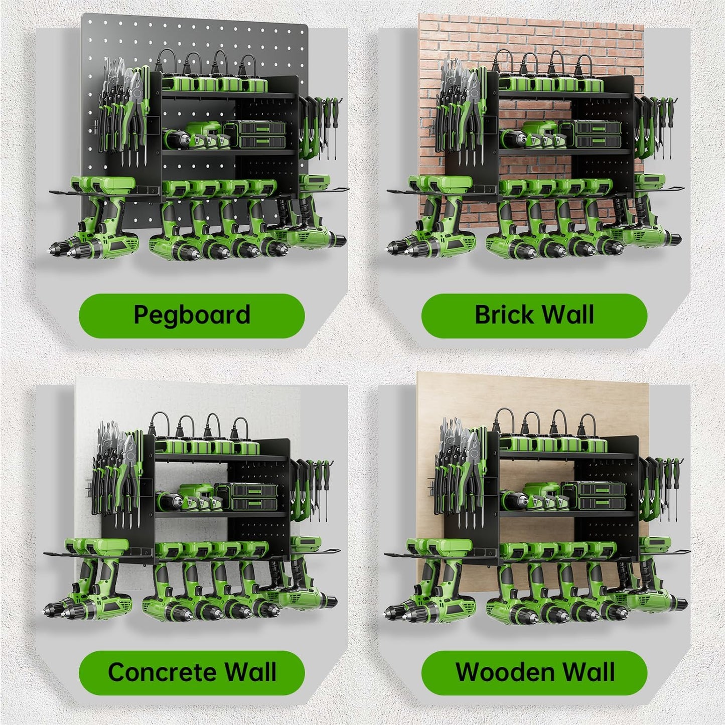 Power Tool Organizer, 3 Layer 8 Drill Holder Wall Mount, Tool Shelf and Storage Rack for Garage Organization, Gifts for Him Men Dad Husband Anniversary Fathers Day, Cool Gadget Stocking Stuffer