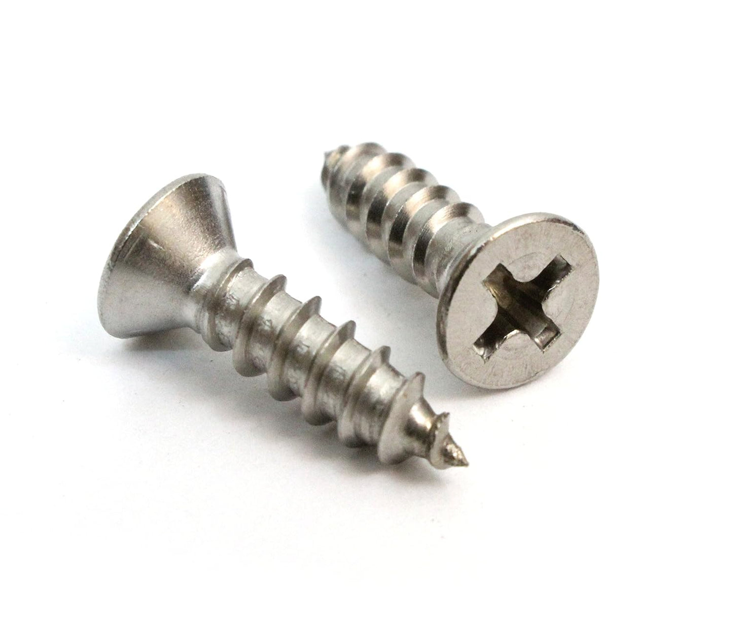 Bolt Dropper No. 8 x 3/4" Stainless Steel Flat Head Phillips Wood Screw, (100 pc), 18-8 (304) Stainless Steel Sheet Metal Screws- Type A Point, Plain Finish