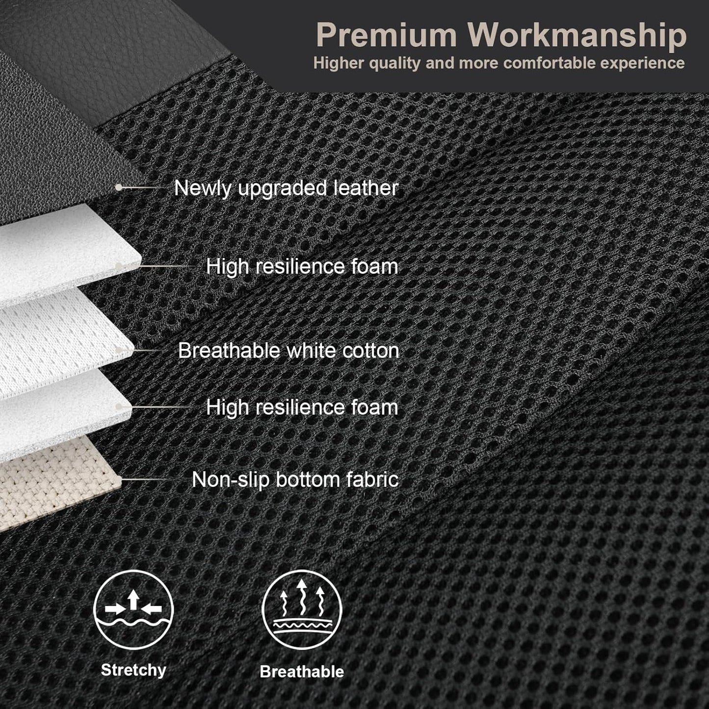 GIANT PANDA Fit Chevy Equinox Trax Malibu Blazer Trailblazer Traverse Tahoe Front Car Seat Cover, 3D Air Mesh Breathable Seat Protector, Black（2-Pack