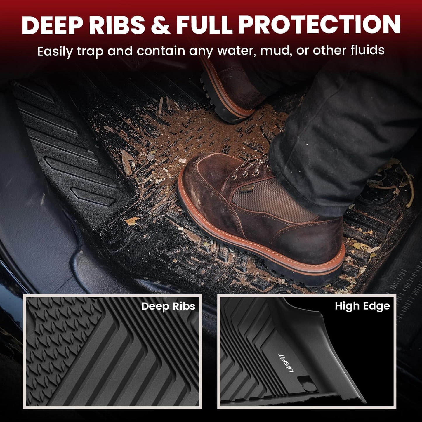 LASFIT Floor Mats & Trunk Mat & Backrest Mats for Acura Mdx 2022-2026 Cargo Mat All Weather TPE Mats Custom Fit Floor Liner for Mdx 1st & 2nd & 3rd Row Car Mats & Cargo Liner, Black, Easy to Clean