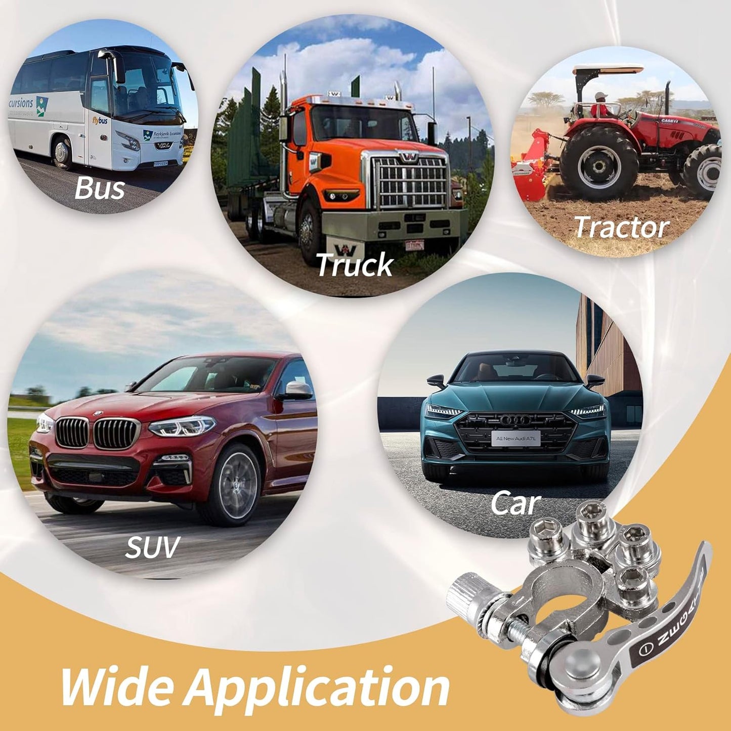 SINGARO Car Battery Terminal Connector, 4 Way Positive and Negative Pole Quick Release Terminal Clip, Applicable to SAE/JIS A Type Terminal Post, Compatible with Cars, Trucks and More（Sliver-B）