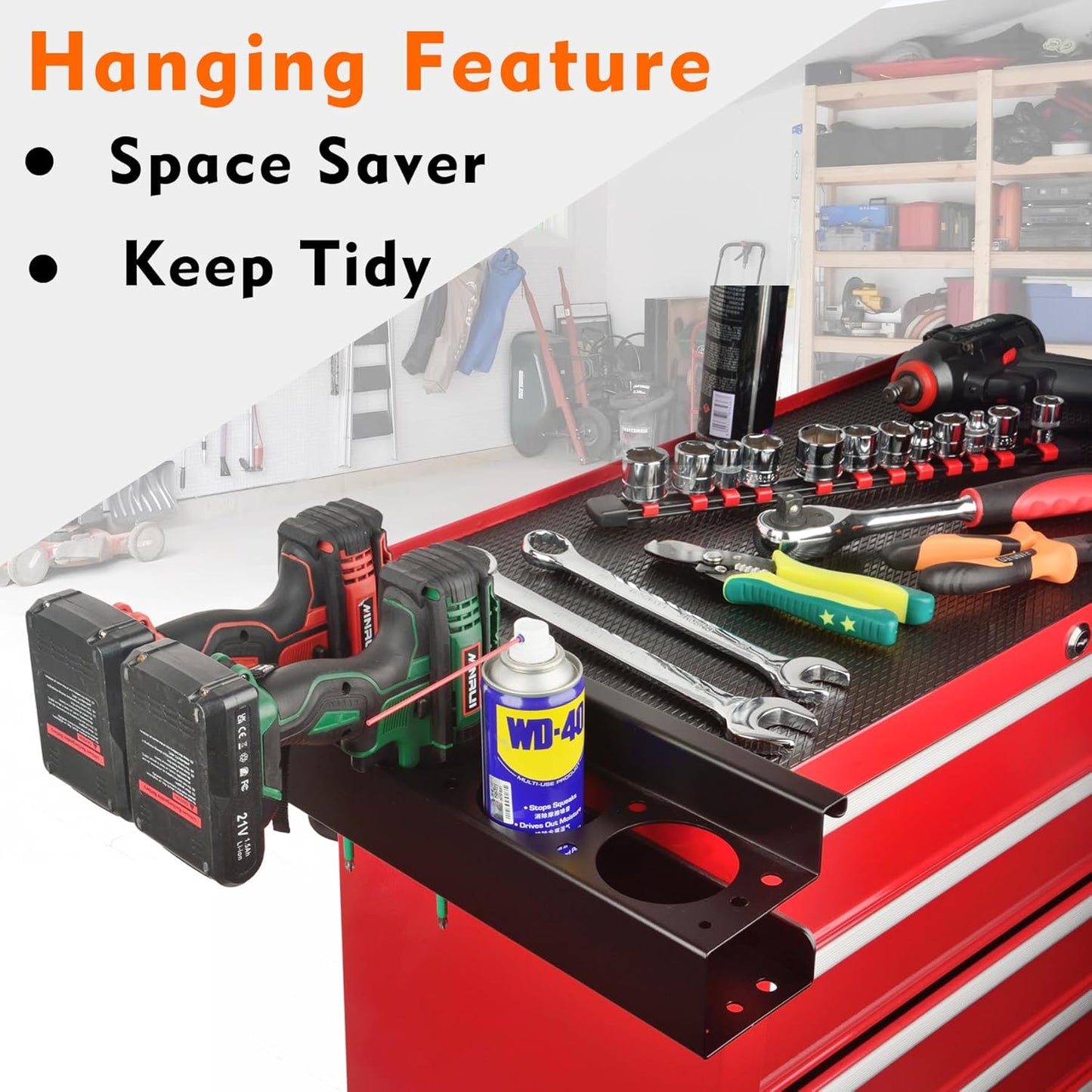 MUTUACTOR Heavy Duty Tools Organizer,Magnetic Mount Power Drill Driver Holder,Anti-slip Strong Magnetic Tools Holder Storage Rack for Impact Drivers Wrench,1PCS,Black