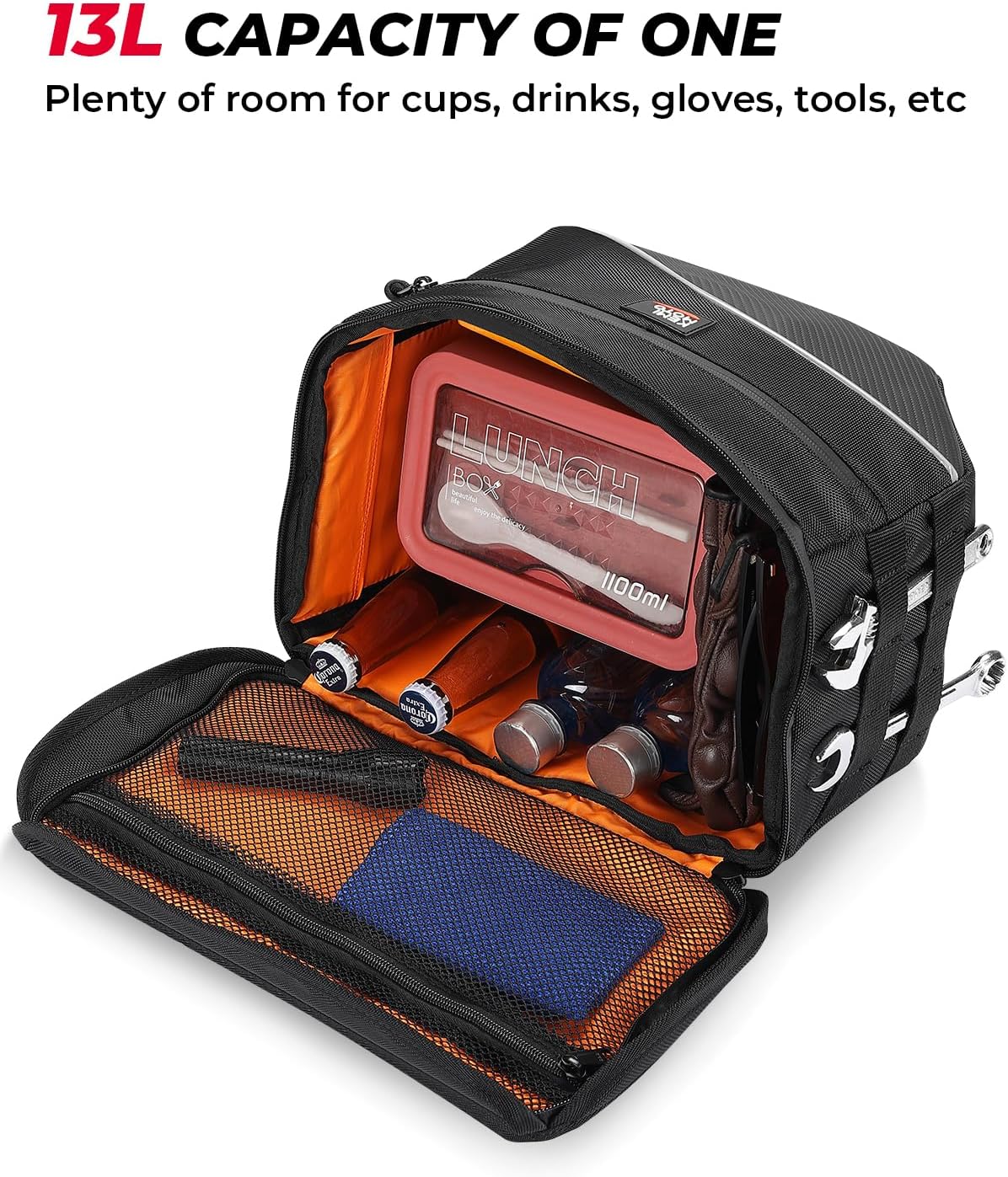 KEMIMOTO Upgrade Motorcycle Saddle Bags Middle-Sized Throw Over Saddlebags Orange Liner Scooter Panniers 26L Universal Compatible with Softail Sportster Cruiser Motorbike Dirt Bike