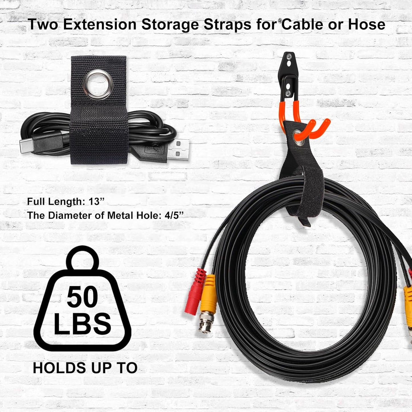 Garage Hook Heavy Duty Wall Storage Hangers, 24 Pack Garage Storage Hooks Steel Tool Orange for Ladders, Ropes, Garden Tools