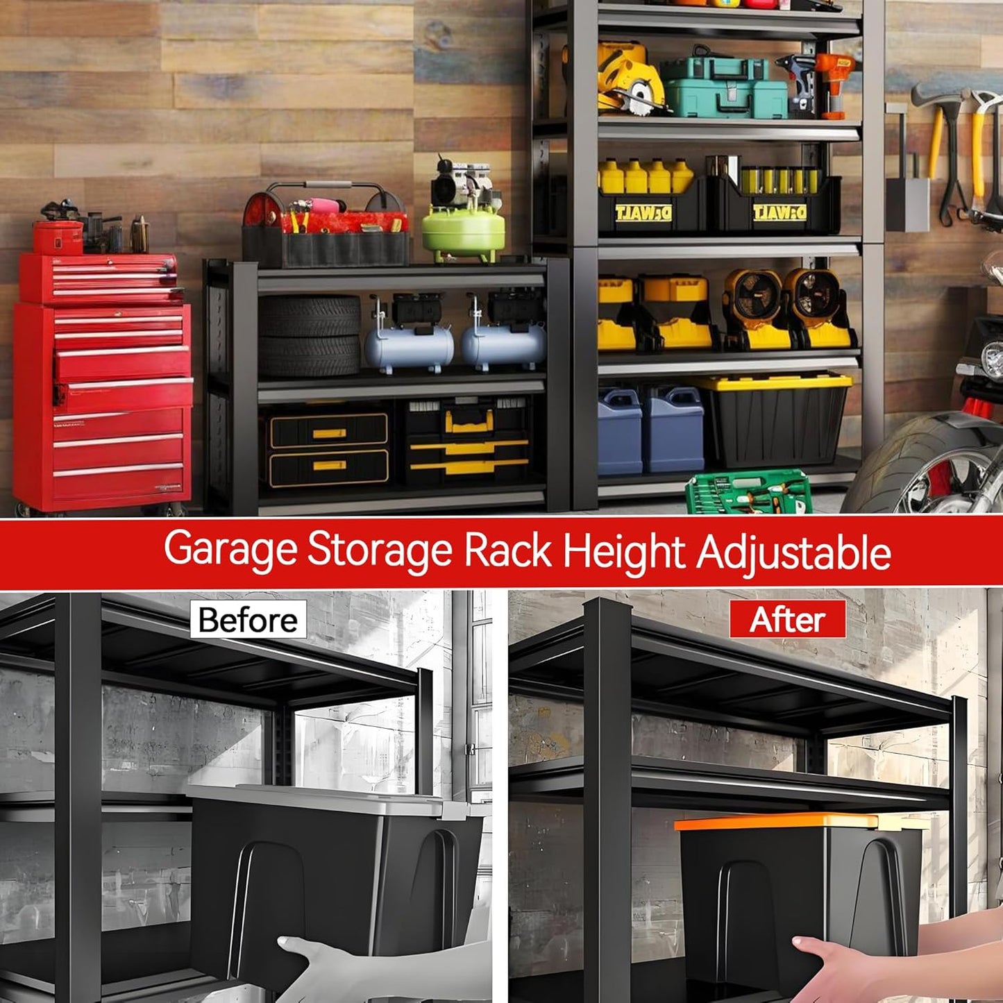 Metal Garage Shelving Unit, Heavy Duty 5-Tier Adjustable Storage Rack, Steel Shelving,2000 lbs Capacity, Industrial Shelves for Heavy Tools and Equipment (5-Tier 71" H x 36" W x 14" D)