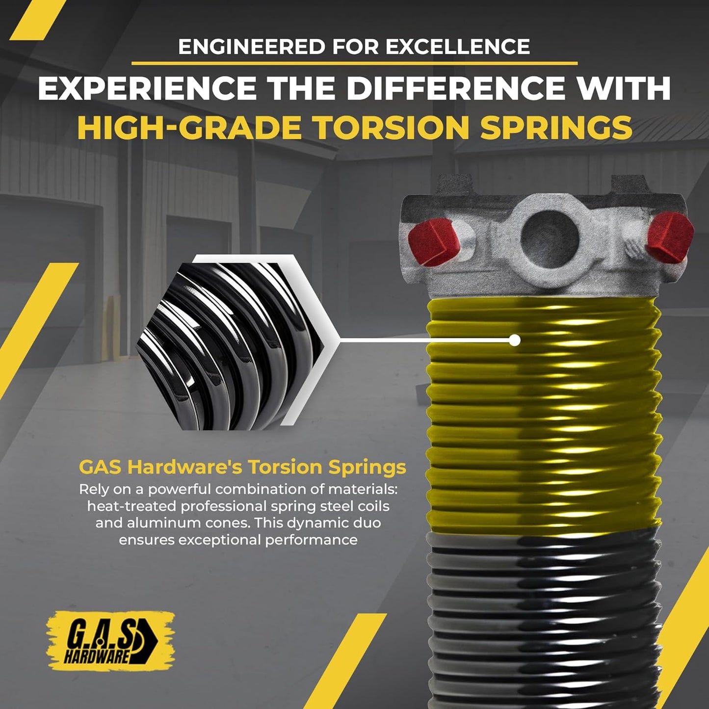 Garage Door Torsion Springs 250x2x32 Includes 1” Steel Bearing, Gloves, and Winding Bars for Left and Right Side of Garage Door Precision E-Coating 5-Year Warranty Minimum 30,000 Cycles (Pair)