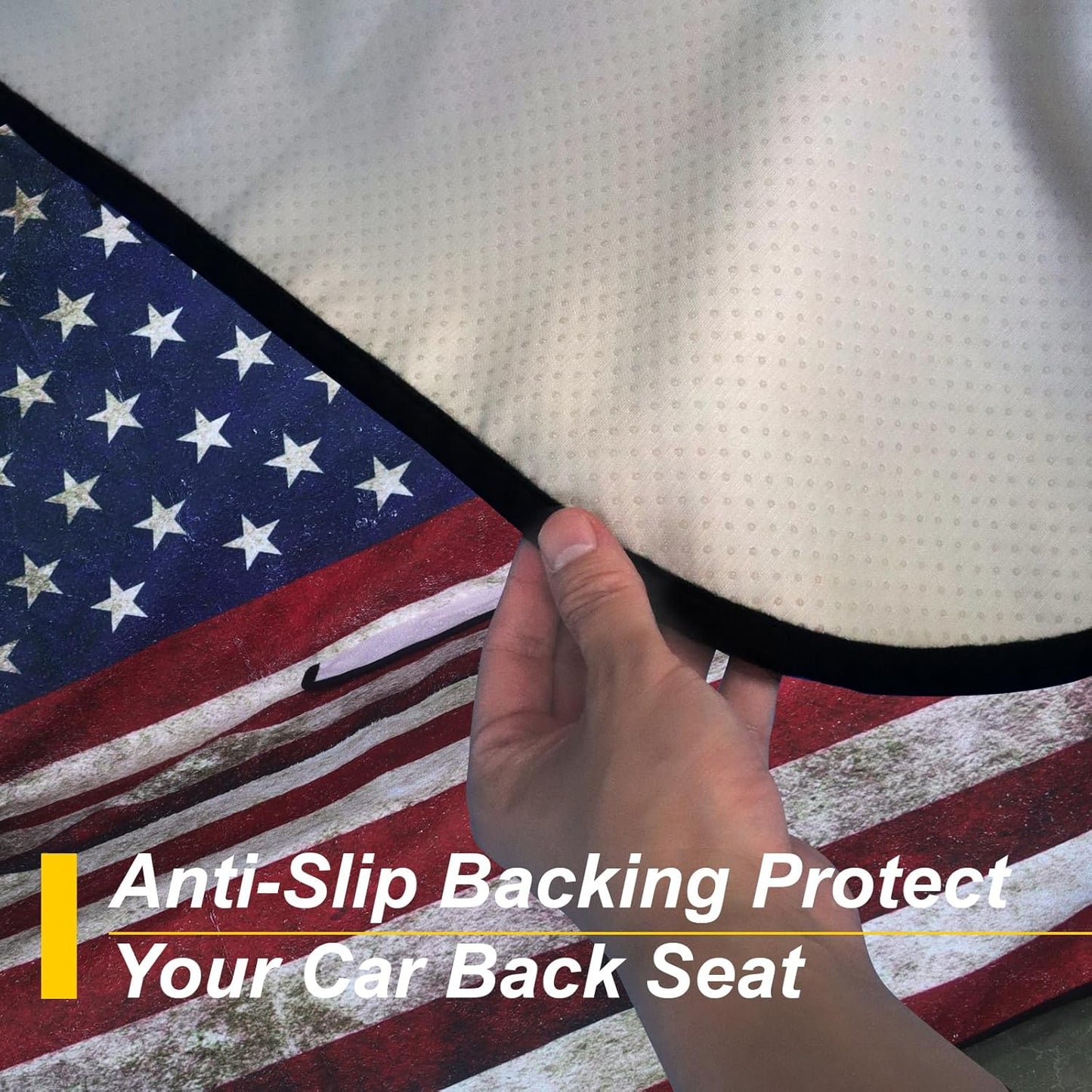 Back Seat Cover for Car Trucks Van SUV,Waterproof Rear Bench Towel Seat Covers for Dogs and Kids,Automotive Backseat Protector (American Flag)