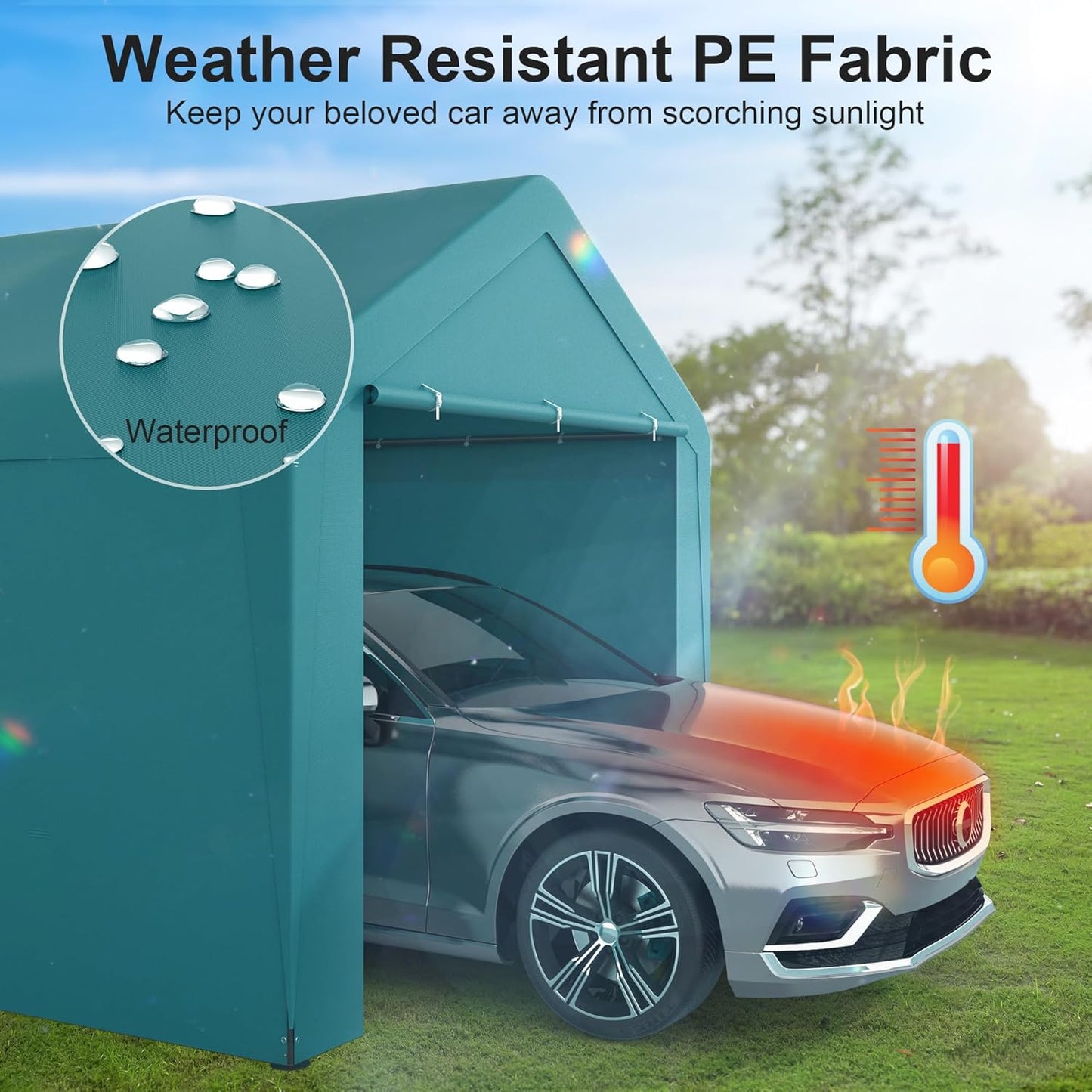 Carport 10x20 Heavy Duty Portable Garage w/Removable Sidewalls & Roll-Up Door Car Canopy Party Tents Waterproof UV Resistant All Weather Car Port for Trucks,Boats(Green)