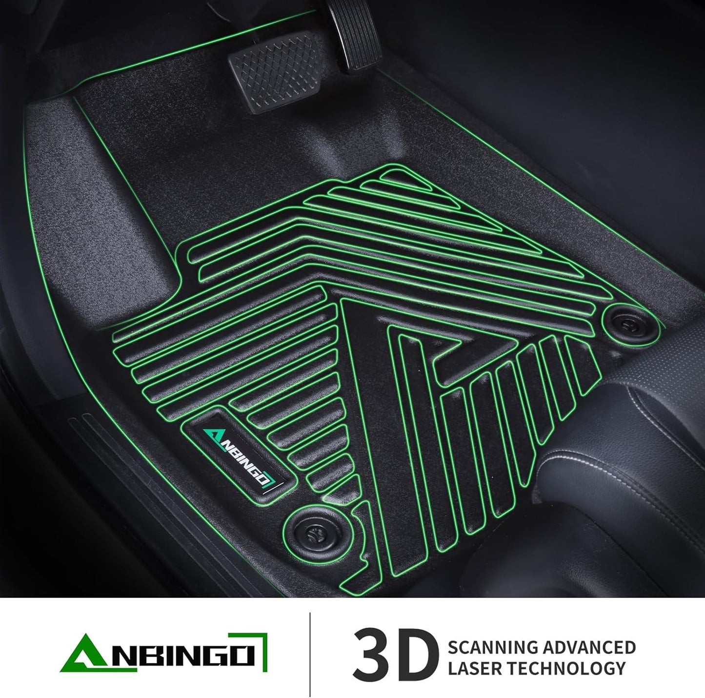 ANBINGO® Floor Mats & Cargo Liner for 2025 2024 2023 Mazda CX-50 AWD (Non Hybrid) | All Weather TPE CX50 Floor Liners | 1st & 2nd Row Custom Mats Full Set | CX50 Accessories - Black