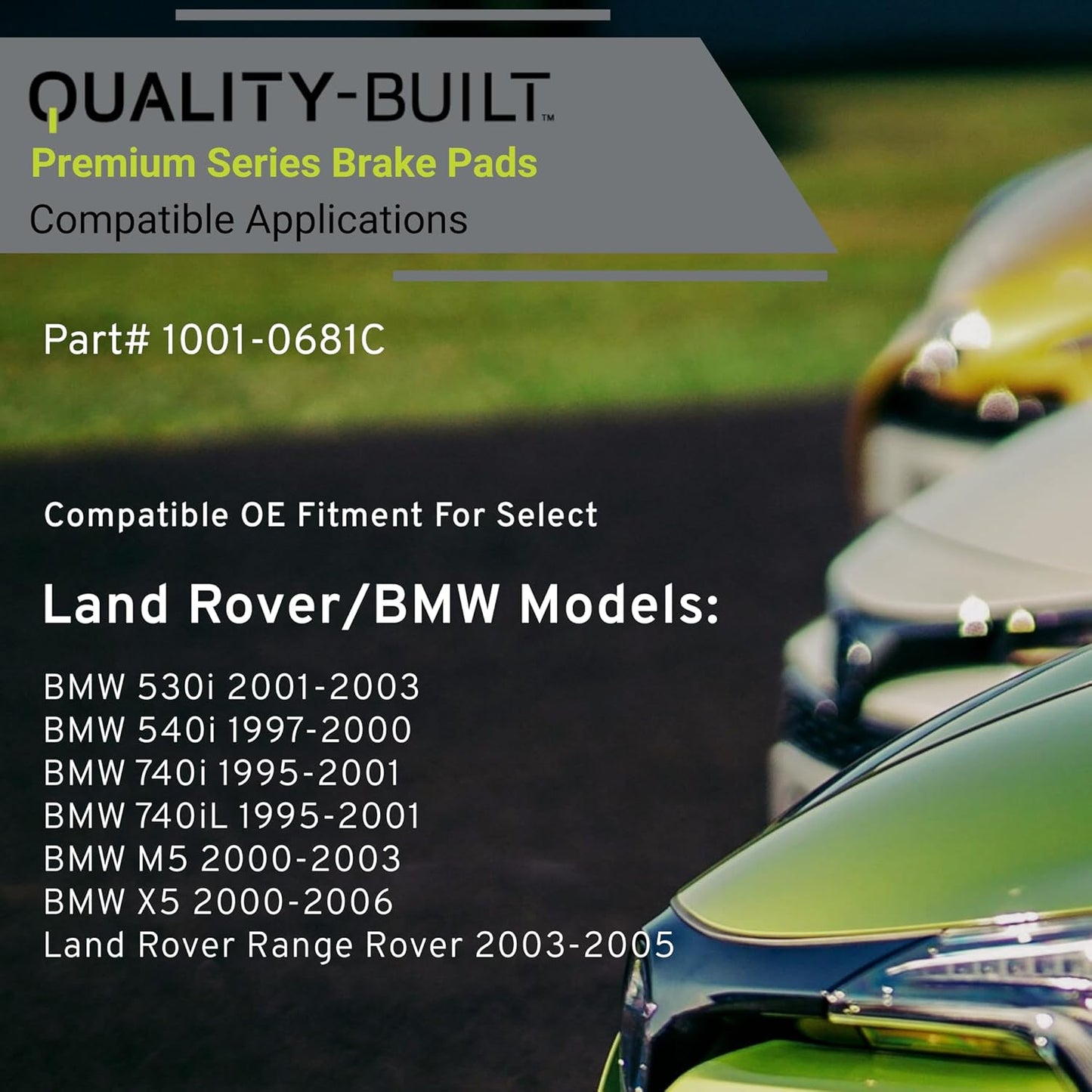 Premium Ceramic Front Brake Pads (1001-0681C) Compatible with 1995-2006 BMW/Land Rover (530i/540i/740i/740iL/M5/Range Rover/X5)