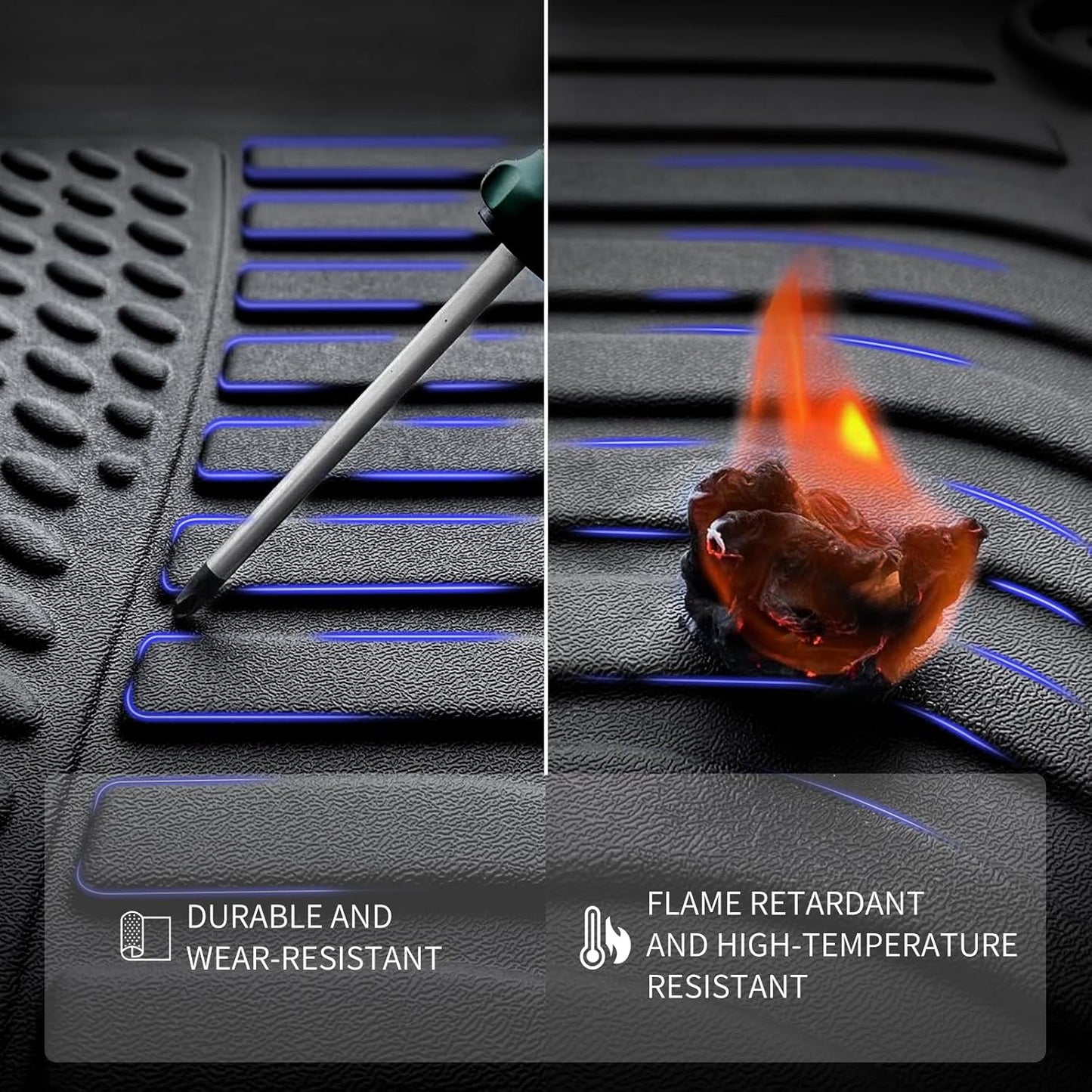 KELCSEECS Floor Mats Custom for Honda Civic & Civic Si 2012-2015 Only Sedan (Not Coupe) Car Mats All Weather Guard TPE Automotive Liners Front& Rear Row Full Set Accessories Black